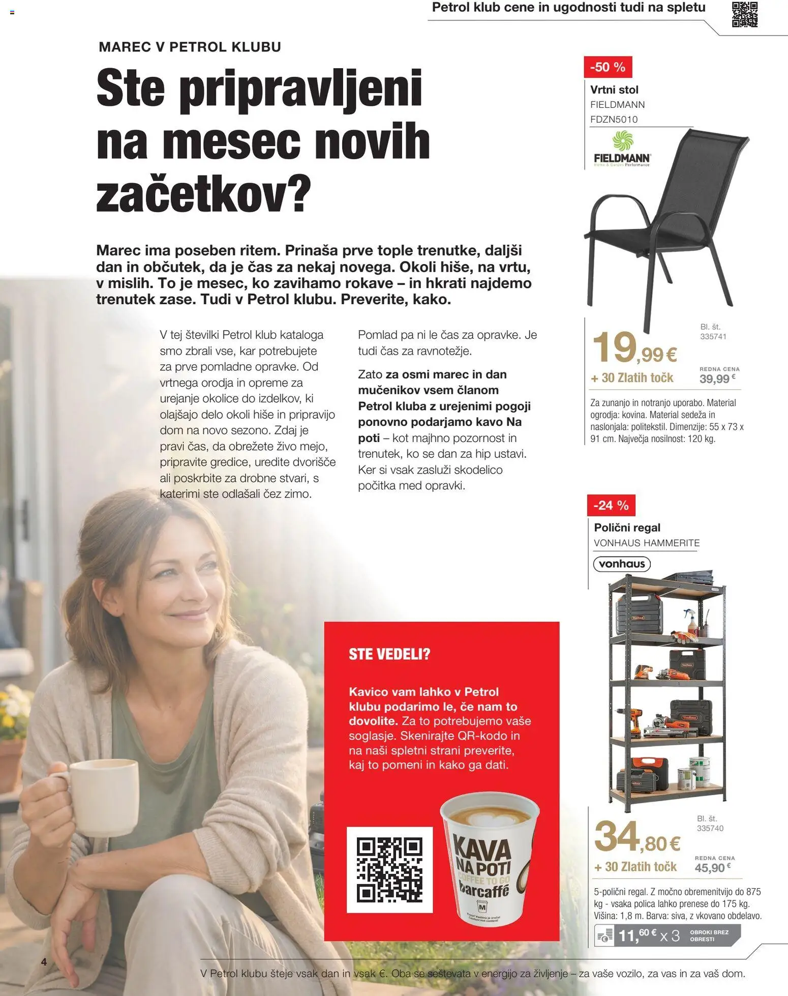 Novi Petrol katalog ponudbe – veljaven od 02.03.2026 | Stran: 4 | Izdelki: Med, Polica, Stol, Kava