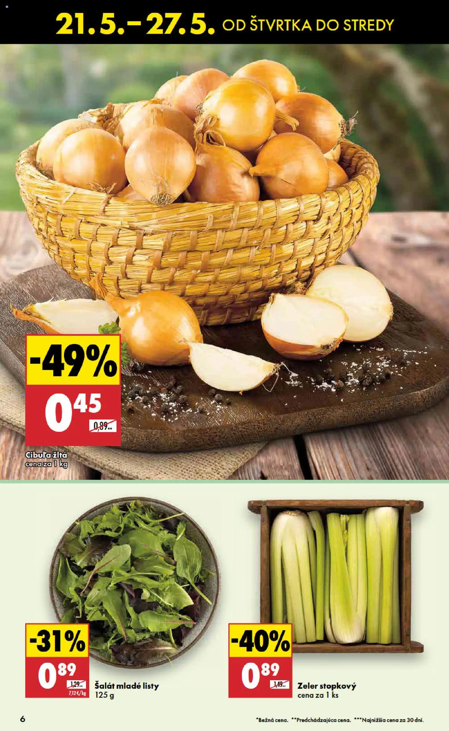 Nové Biedronka akcie – leták je platný od 21.05.2026 | Strana: 6 | Produkty: Šalát, Cibuľa, Zeler