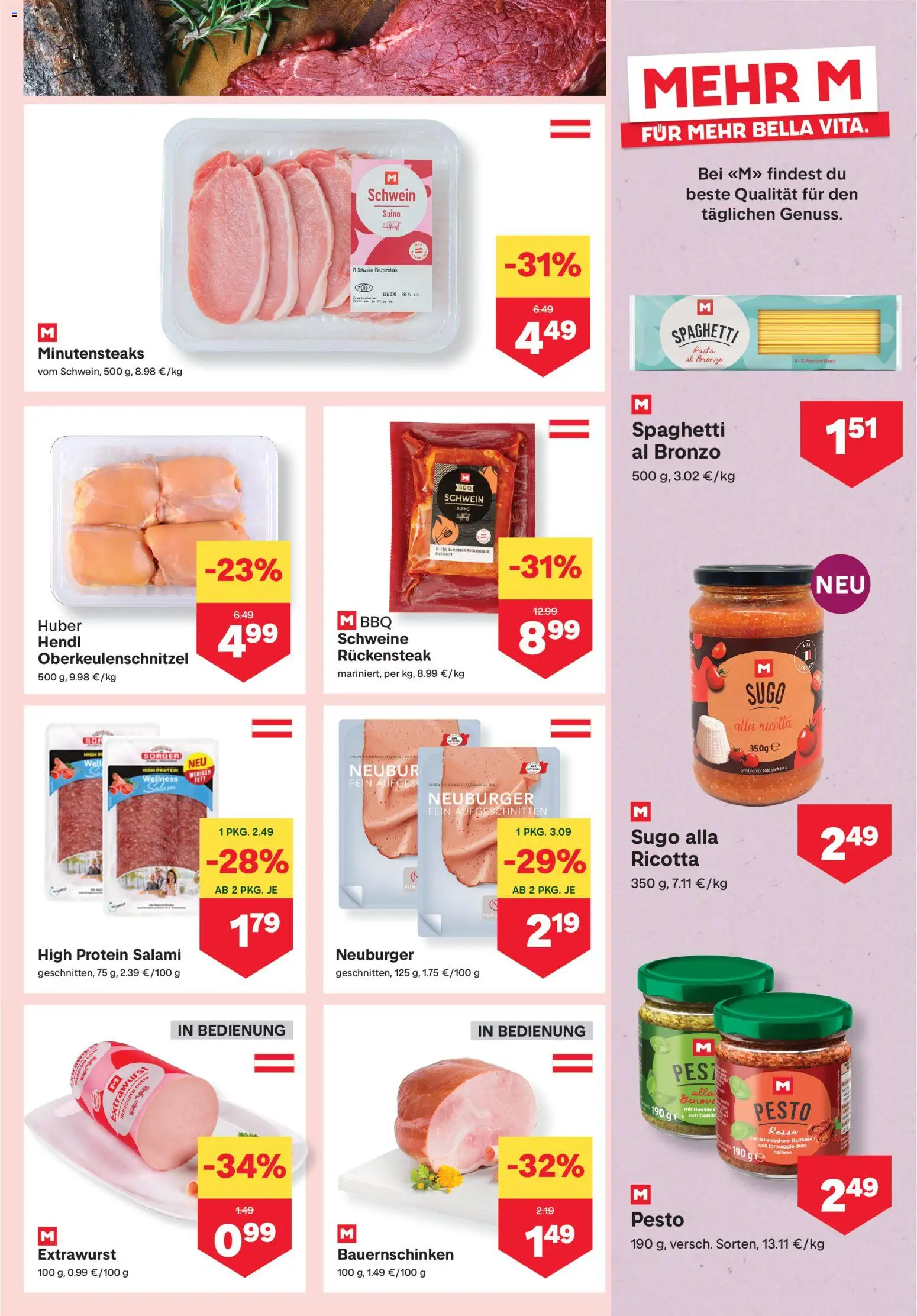 MPREIS Flugblatt gültig ab 13.08.2026 | Seite: 3 | Produkte: Pasta, Spaghetti, Salami