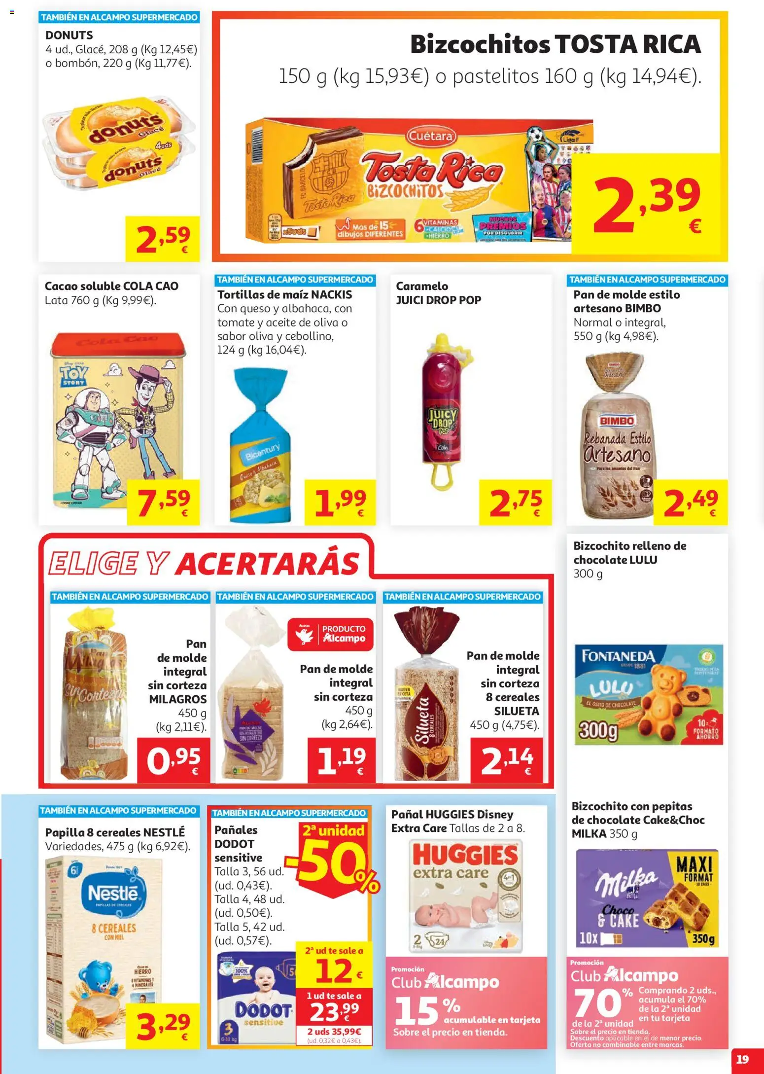 Alcampo HG Unico National │ válido desde el 19.05.2026 | Página: 19 | Productos: Aceite, Pan, Cereales, Cacao soluble