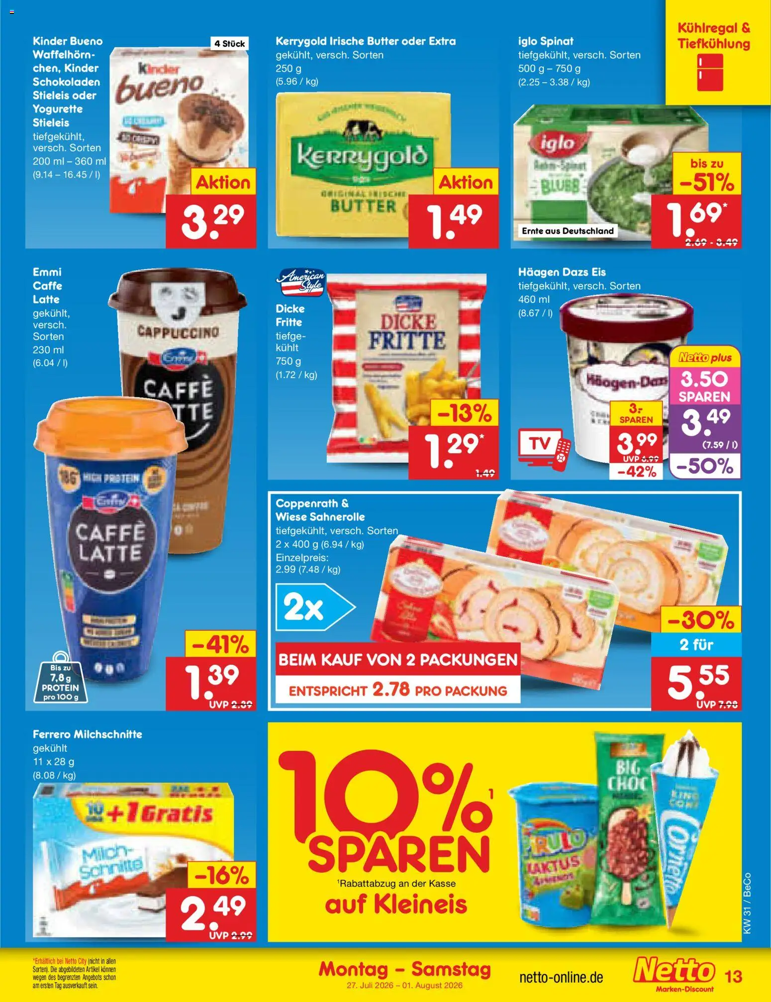 Netto Marken-Discount Prospekt – gültig ab 27.07.2026 | Seite: 21 | Produkte: Milch, Butter, Yogurette, Kinder bueno