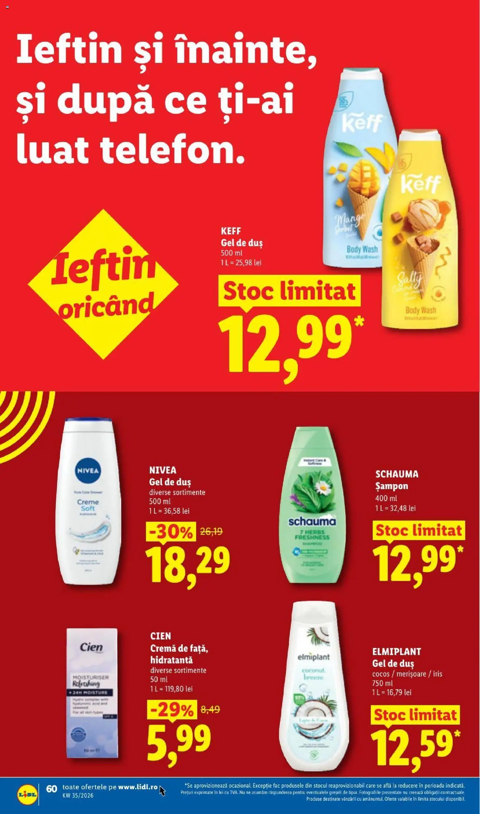 Noul catalog Lidl – valabil de la 24.08.2026 | Pagină: 60 | Produse: Duș, Șampon, Cremă, Merisoare