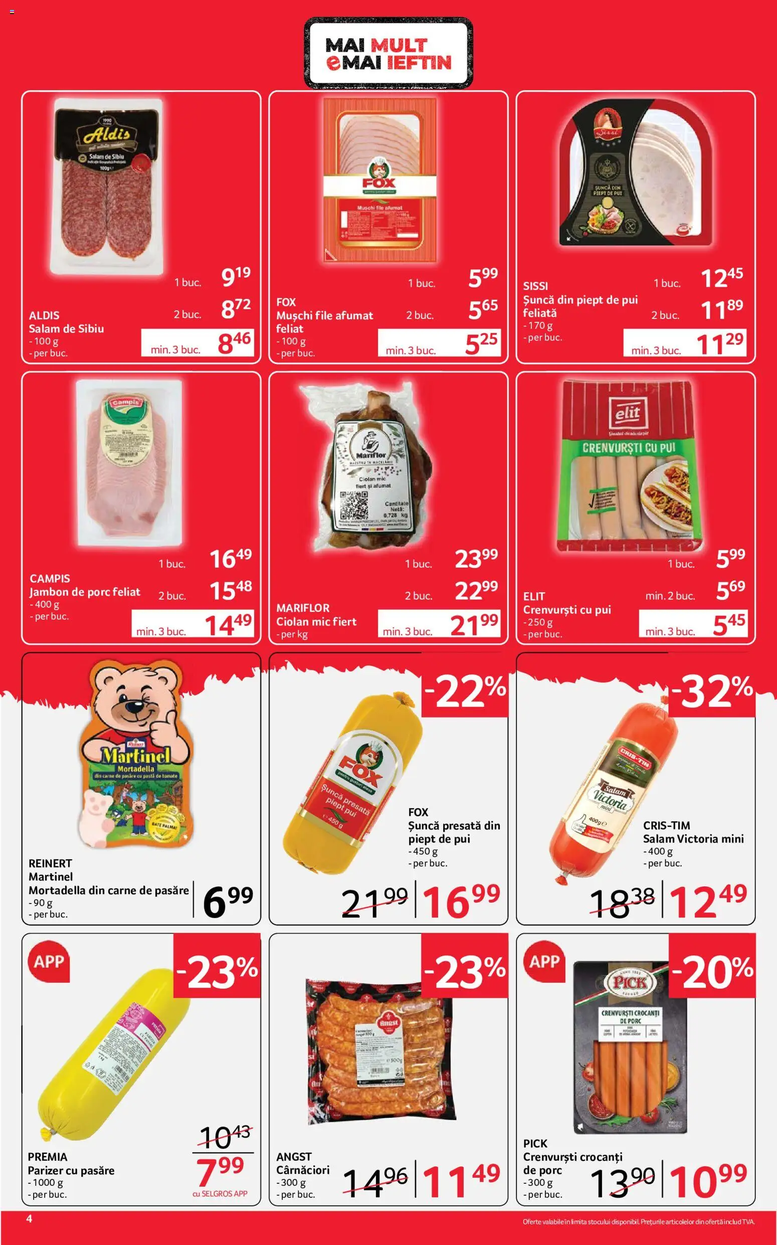 Noul catalog Selgros – valabil de la 26.06.2026 | Pagină: 4 | Produse: Hacıyatmaz Kedi Oyuncağı, Salam, Șuncă, Parizer
