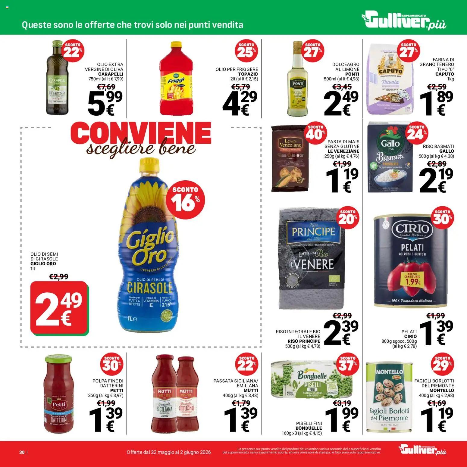 Volantino Gulliver del 22.05.2026 | Pagina: 30 | Prodotti: Fagioli, Limone, Pasta, Piselli