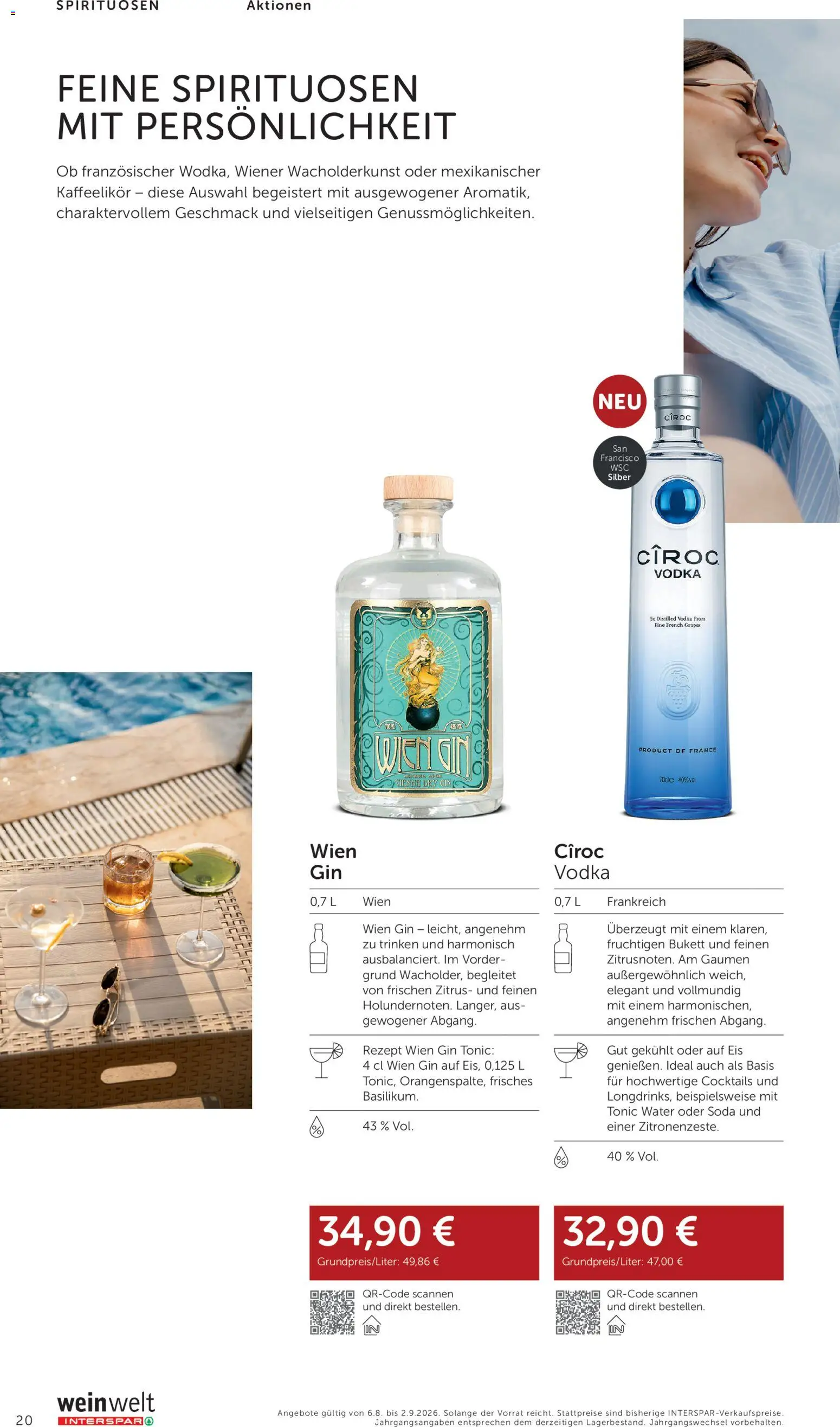 Interspar Wein Welt gültig ab 06.08.2026 | Seite: 20 | Produkte: Gin, Eis