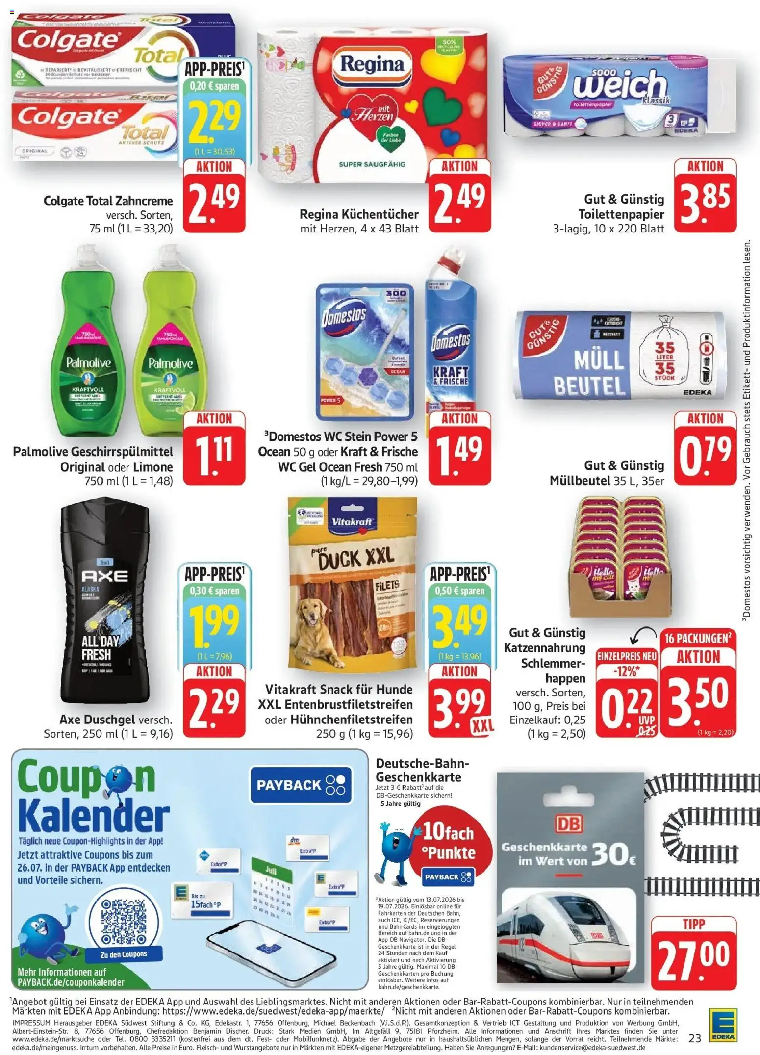 Edeka prospekt Göppingen – gültig ab 13.07.2026 | Seite: 23 | Produkte: Duschgel, WC Stein, Fleisch, Toilettenpapier