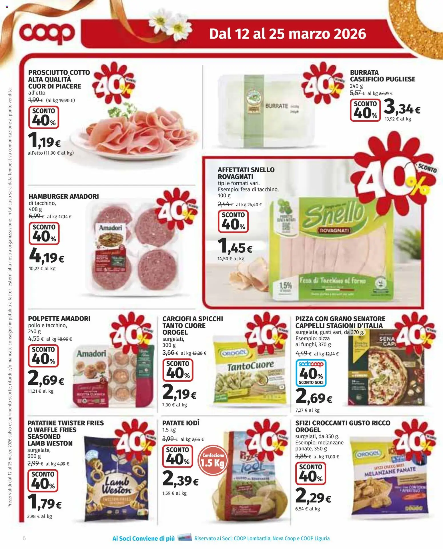 Volantino COOP del 12.03.2026 | Pagina: 6 | Prodotti: Patatine, Patate, Tacchino, Hamburger