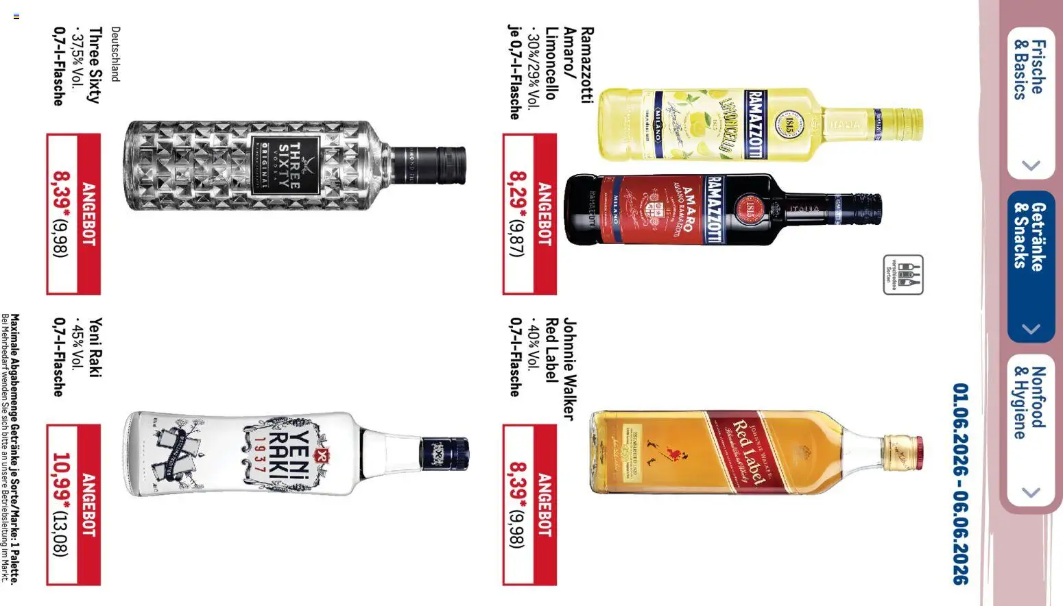 Metro Prospekt – gültig ab 01.06.2026 | Seite: 32 | Produkte: Limoncello, Vodka, Ramazzotti, Johnnie walker