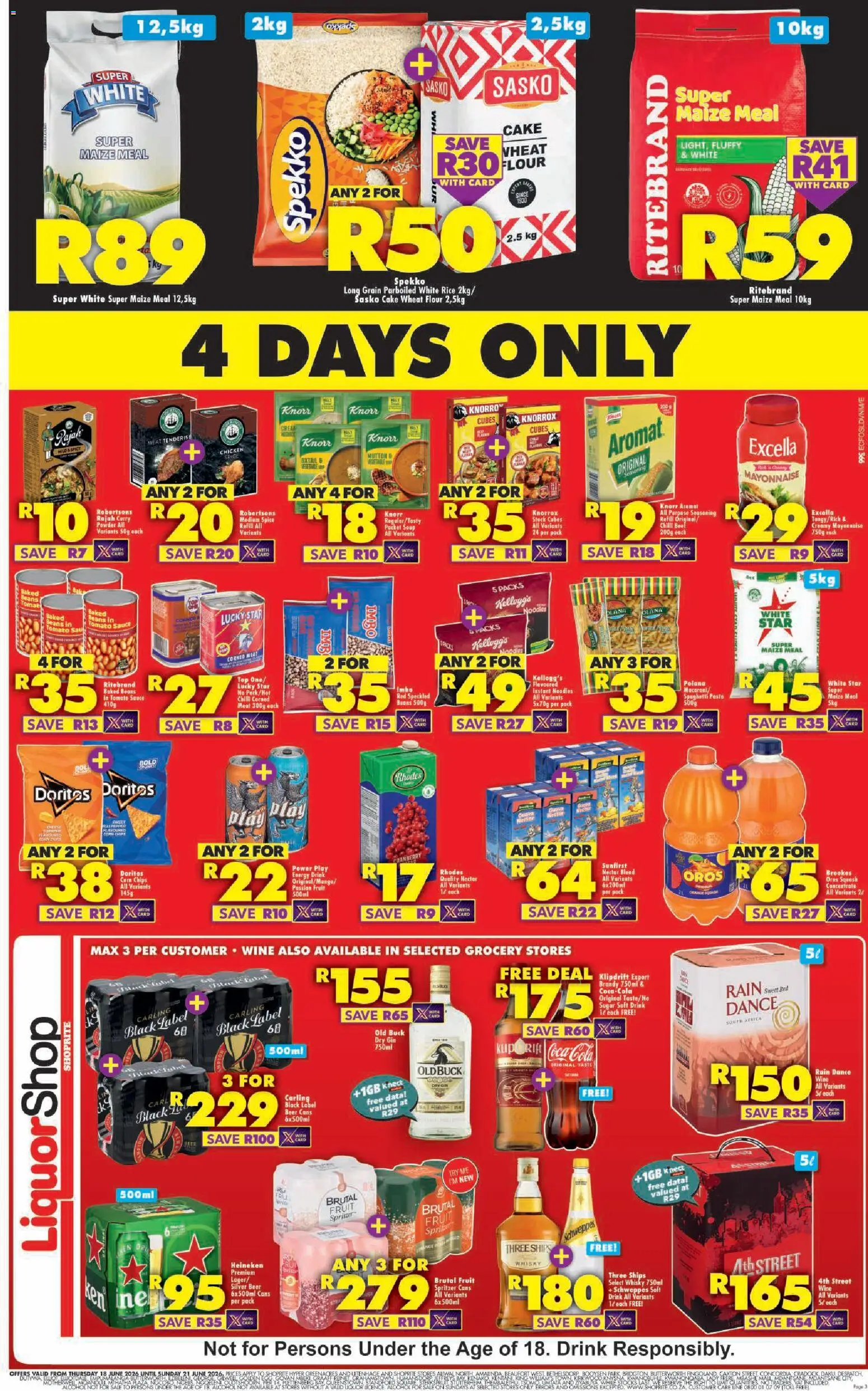 New Shoprite catalogue – valid from 18.06.2026 | Page: 3 | Products: Corn, Stock, Mayonnaise, Sauce