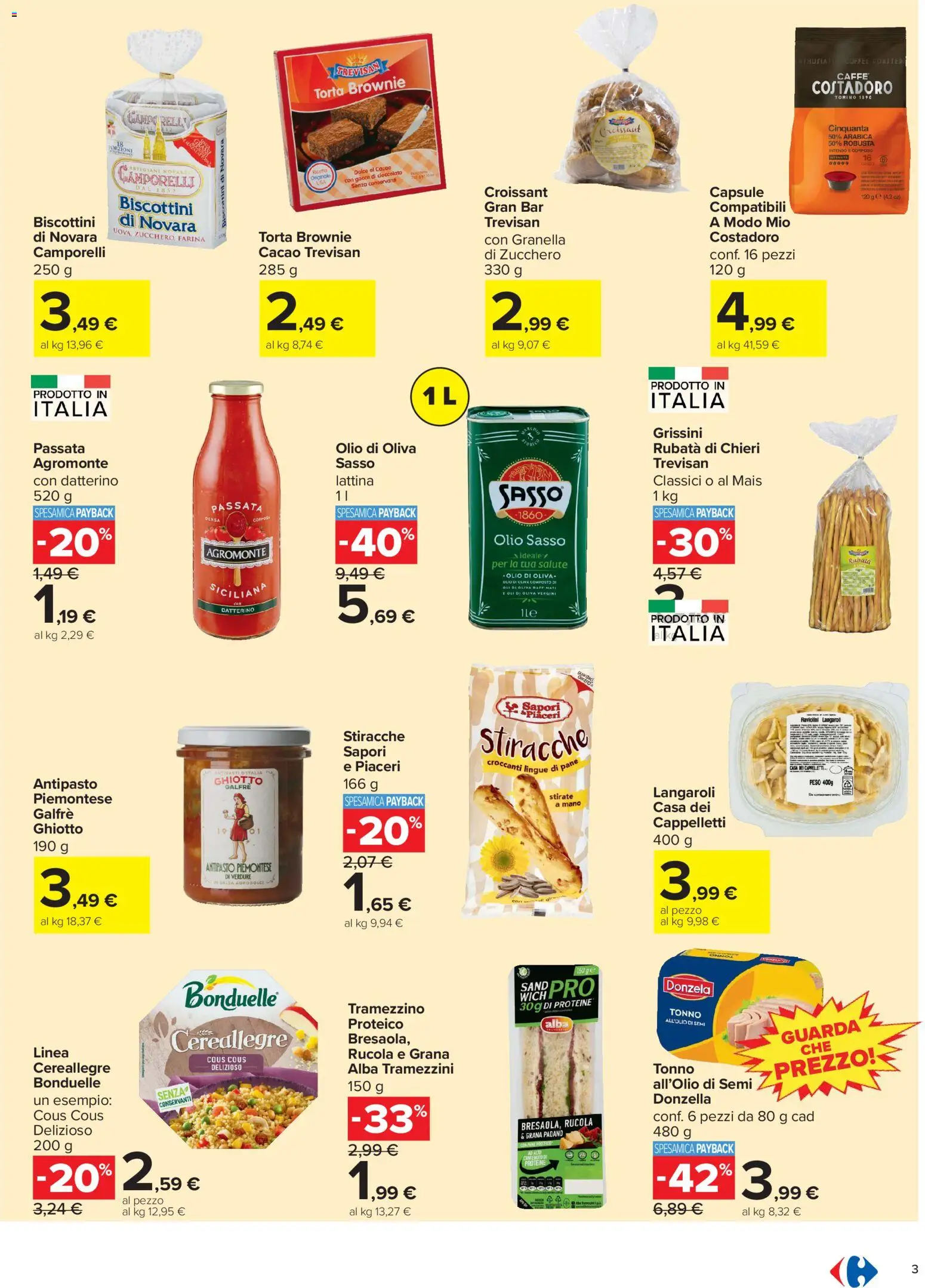 Volantino Carrefour del 13/07/2026 | Pagina: 3 | Prodotti: Pane, Cioccolato, Rucola, Cacao