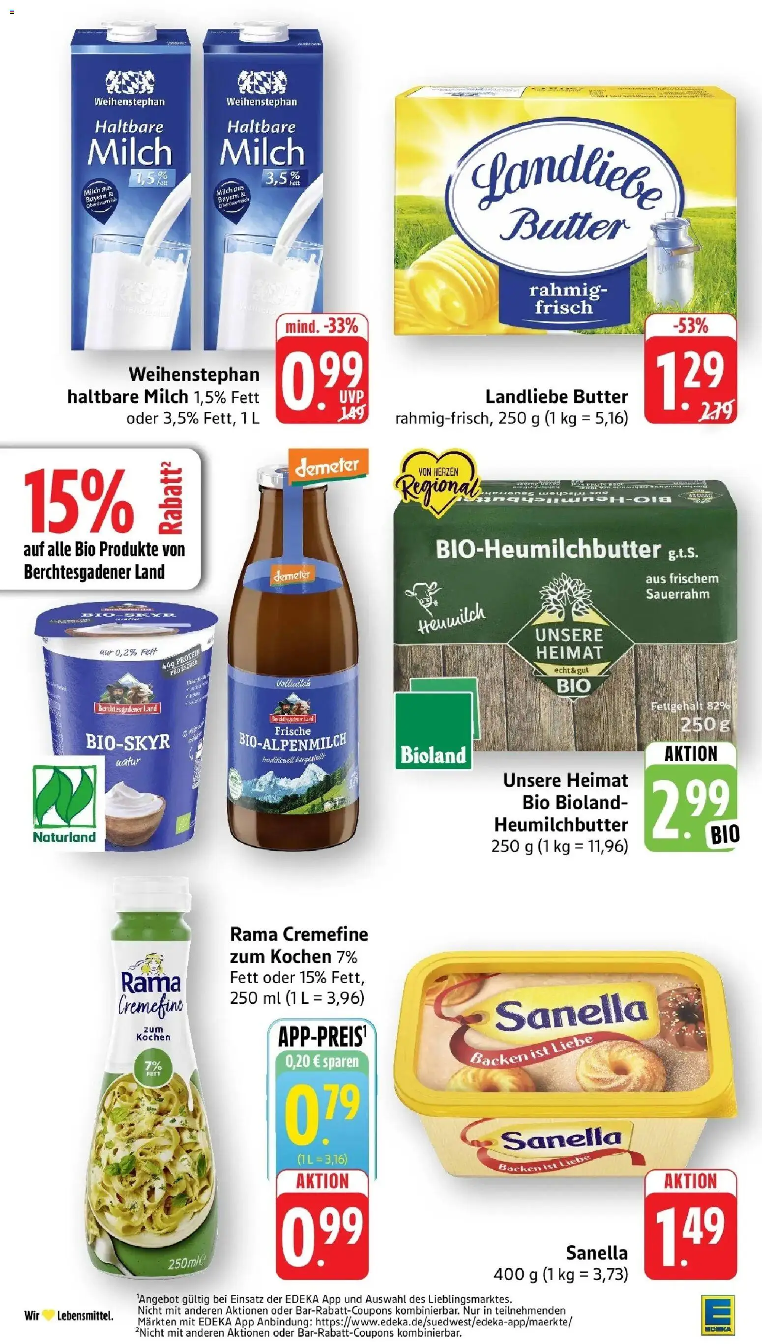 Edeka Prospekt Vaihingen-Kleinglattbach (ab 05.10.2026) » Angebote Online | Seite: 18 | Produkte: Butter, Haltbare milch, Landliebe butter, Sanella
