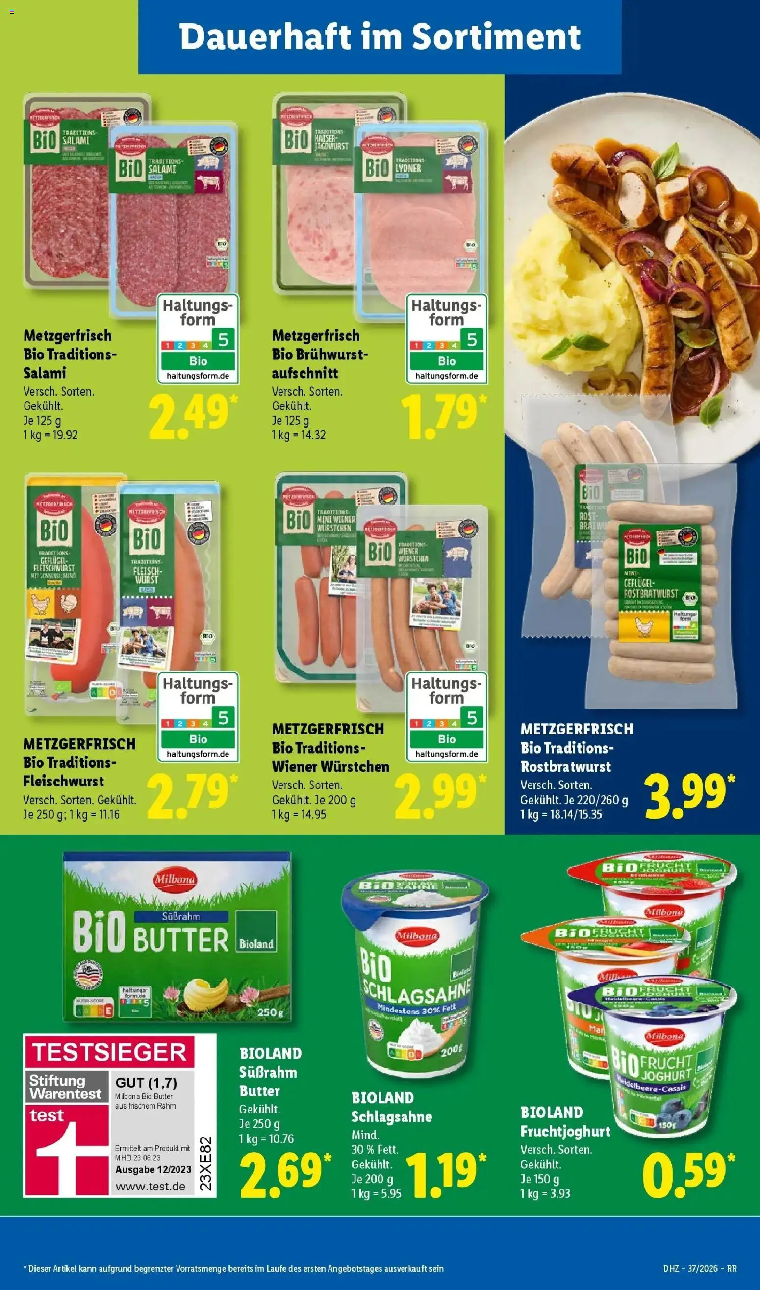 Lidl Prospekt Düsseldorf (ab 07.09.2026) zum Blättern » Angebote | Seite: 27 | Produkte: Schlagsahne, Joghurt, Salami, Fleisch