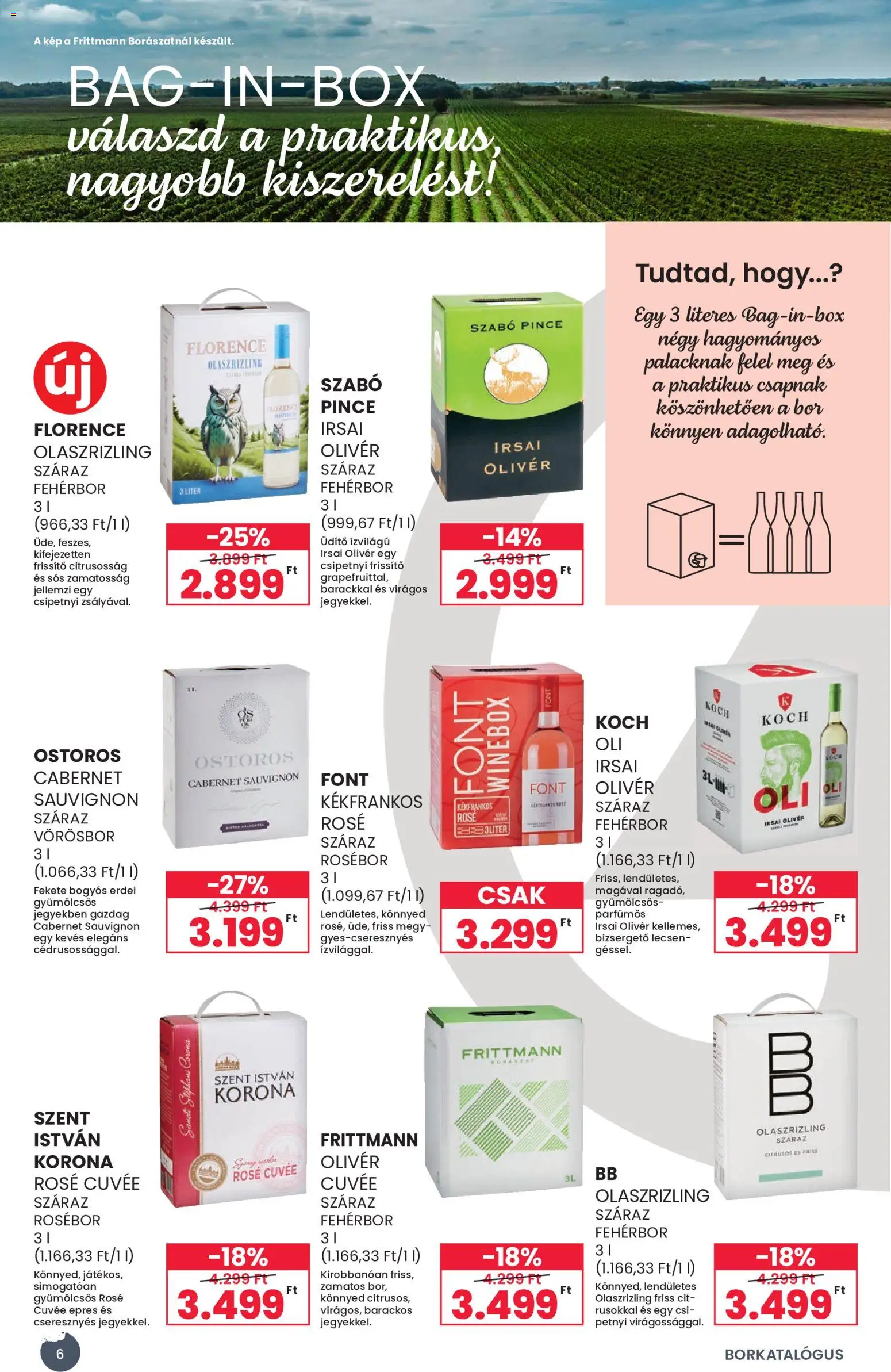 Interspar akciós ujság - amely érvényes a következő dátumtól: 2026.09.02. | Oldal: 6 | Termékek: Cabernet, Irsai Olivér, Korona, Rosé