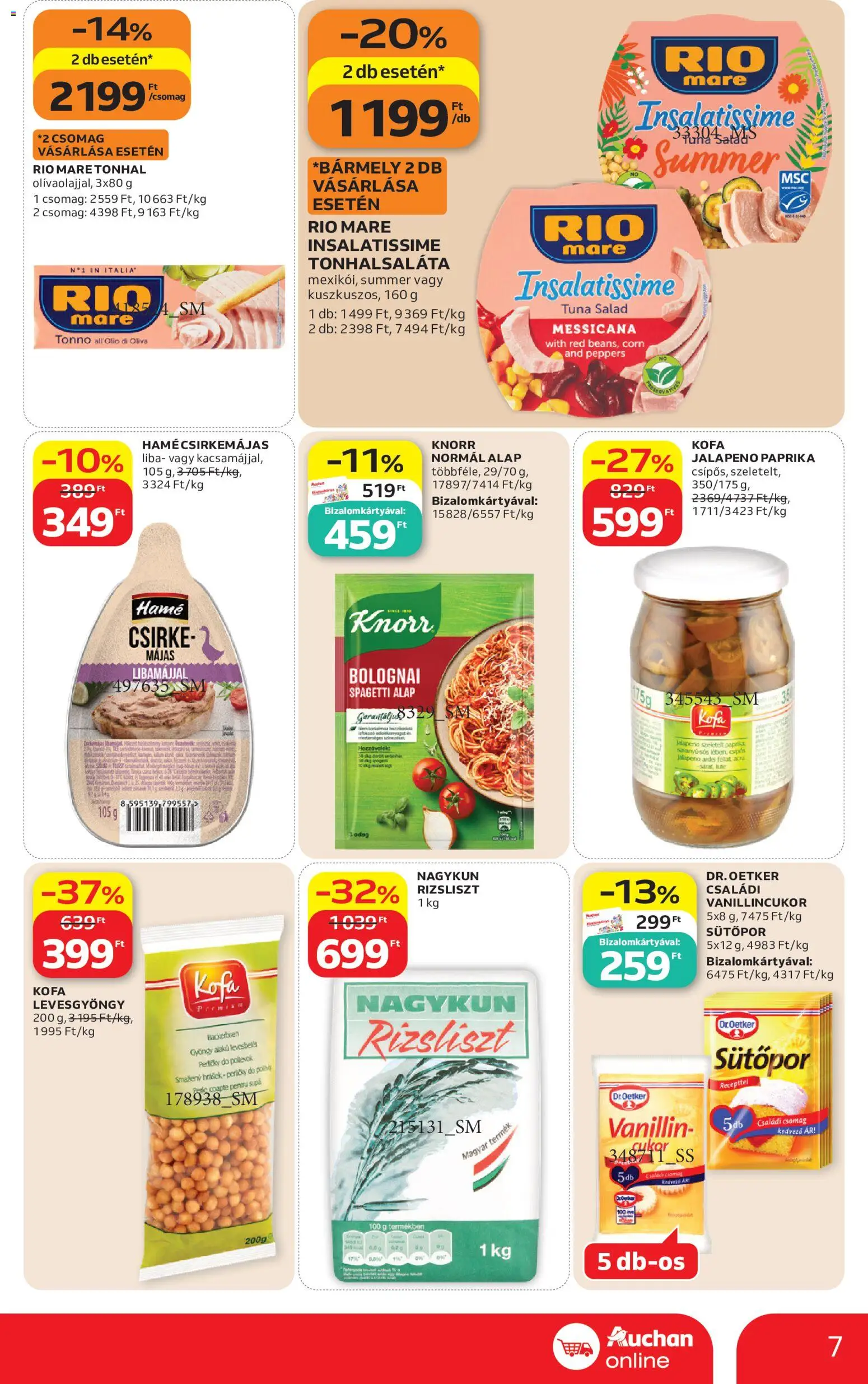 Auchan akciós ujság - amely érvényes a következő dátumtól: 2026.09.03. | Oldal: 7 | Termékek: Rizsliszt, Knorr, Vanillincukor, Májas
