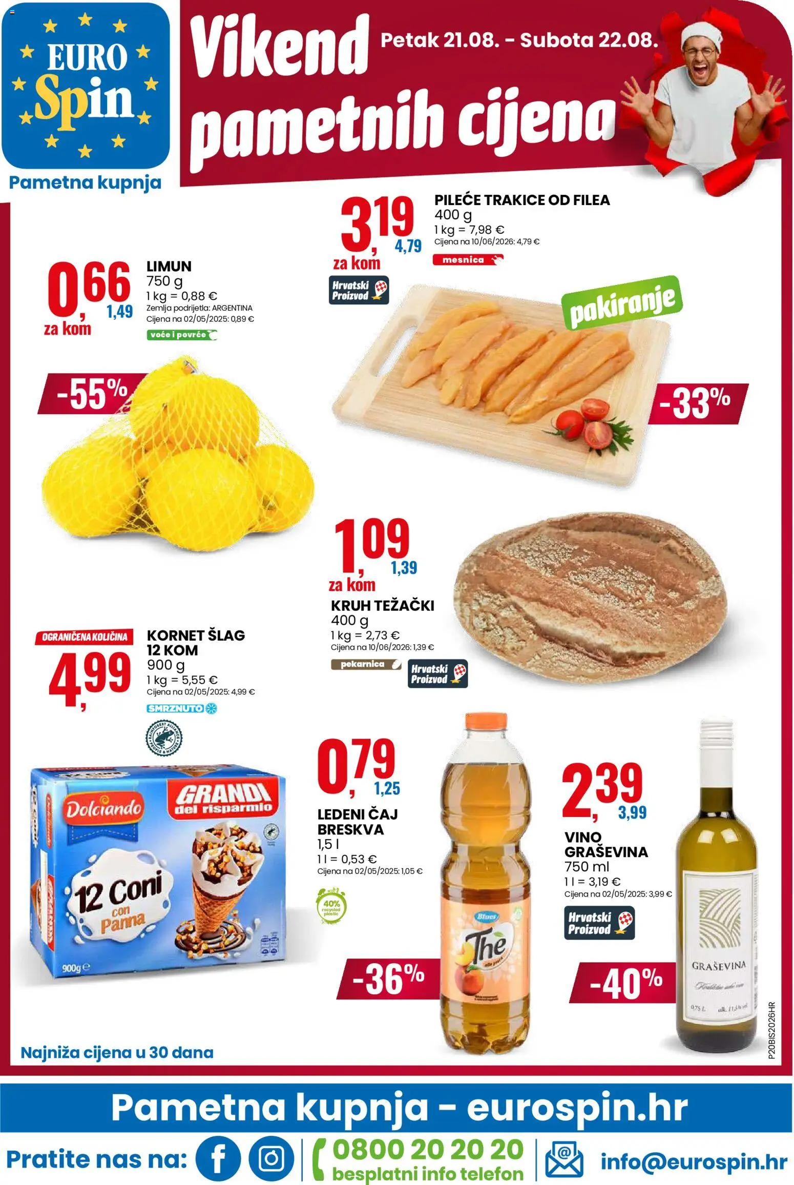 Eurospin katalog | vrijedi od 19.08.2026 | Stranica: 16 | Proizvodi: Ledeni čaj, Breskva, Telefon, Šlag