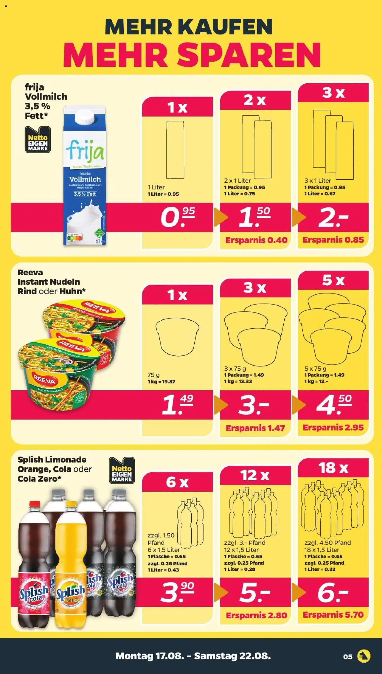 Netto Prospekt – gültig ab 17.08.2026 | Seite: 7 | Produkte: Cola, Limonade, Nudeln