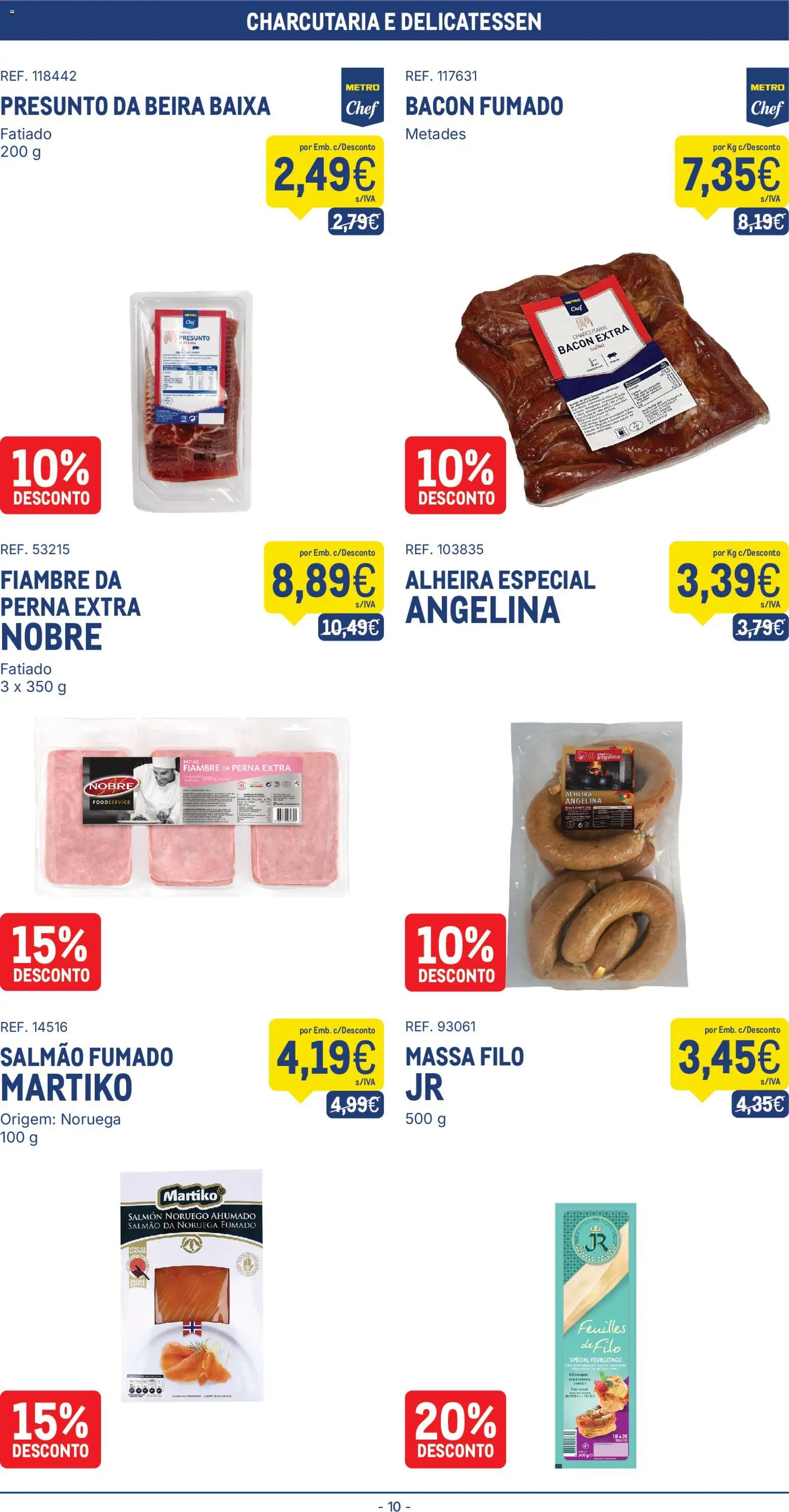 Makro folheto │ válido de 30/06/2026 | Página: 10 | Produtos: Salmão, Presunto, Massa, Alheira