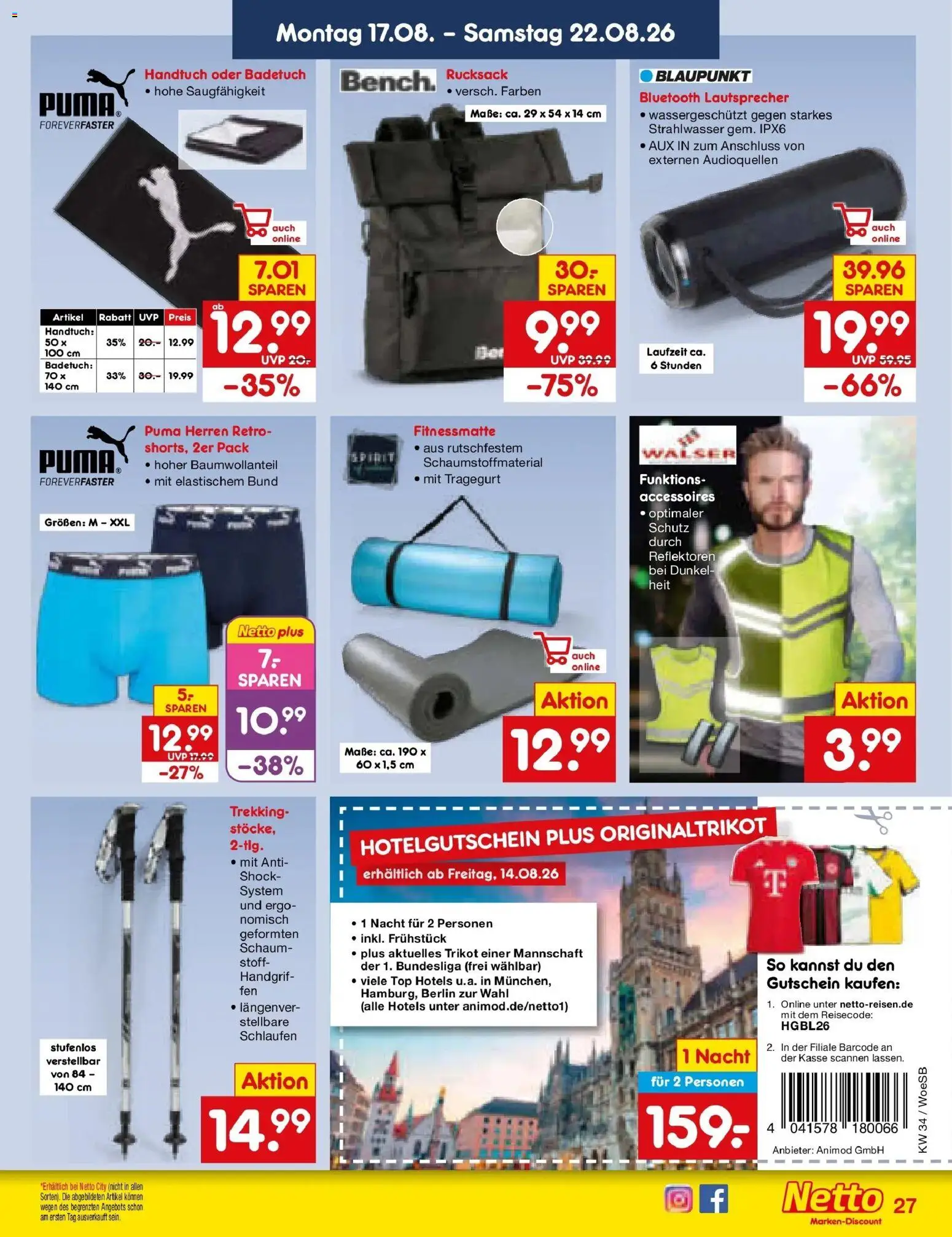 Netto Marken-Discount Prospekt Gemmingen – gültig ab 17.08.2026 | Seite: 37 | Produkte: Top, Lautsprecher, Rucksack
