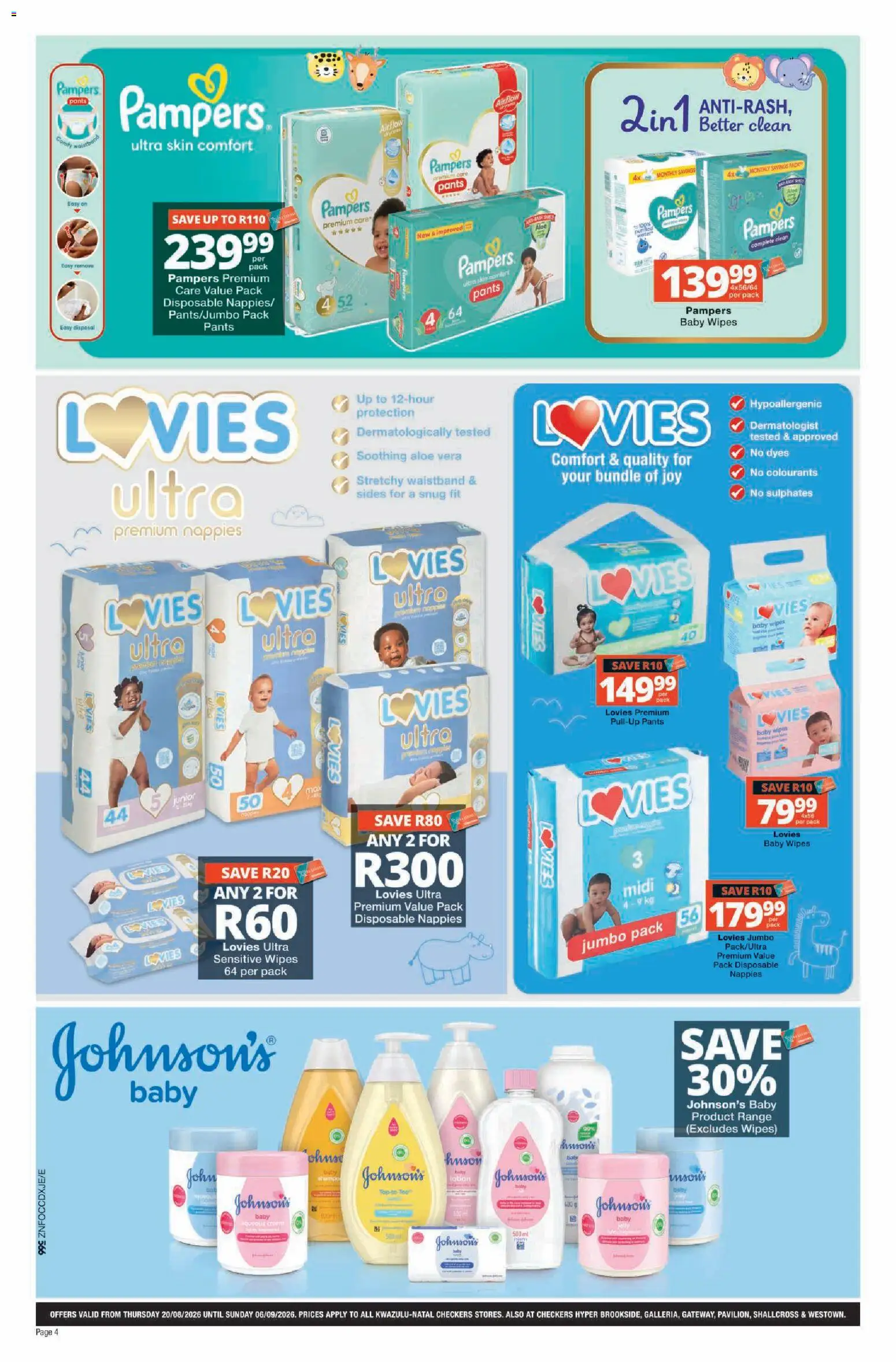 New Checkers catalogue – valid from 20/08/2026 | Page: 4 | Products: Pants, Aloe Vera, Nappies