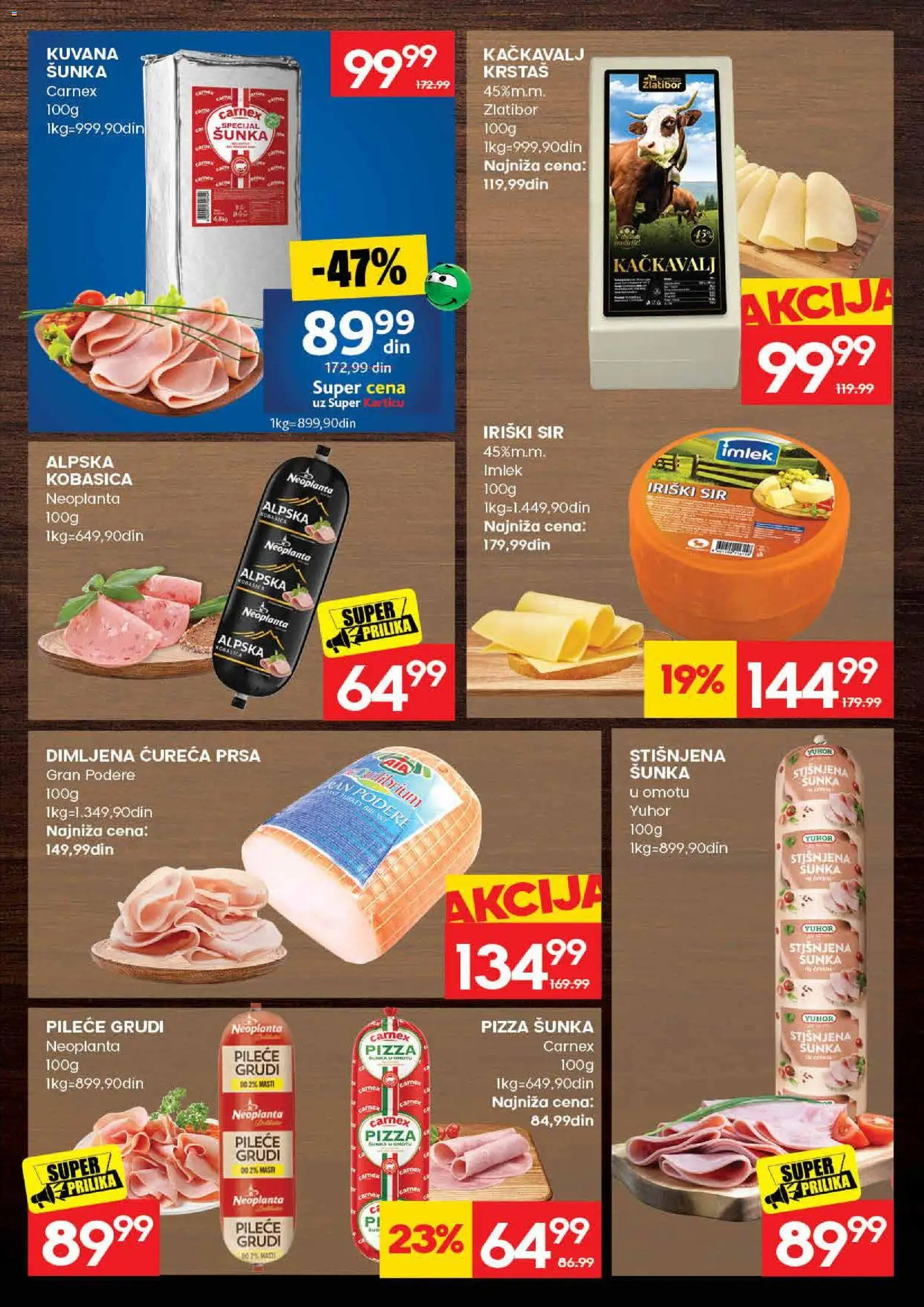 Mercator katalog - važi od 16.07.2026 | Strana: 7 | Proizvode: Pileće grudi, Šunka, Pizza šunka, Kobasica