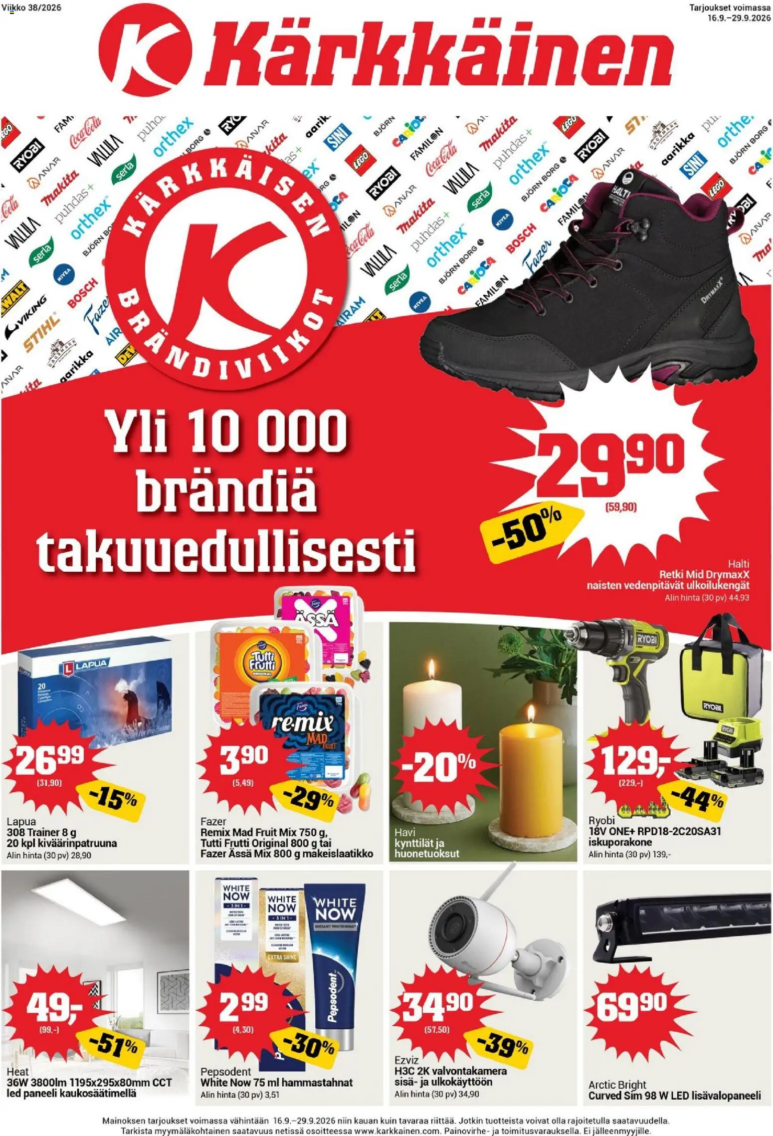 Kärkkäinen tarjoukset – voimassa 16/09/2026 alkaen | Sivu: 1 | Tuotteet: Valvontakamera, Kynttilät, Tutti