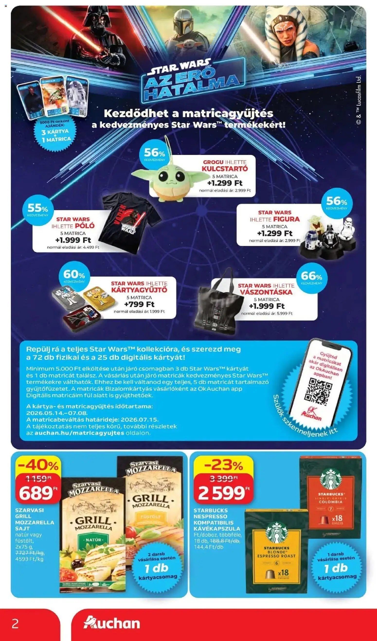 Auchan akciós ujság - amely érvényes a következő dátumtól: 28.05.2026 | Oldal: 2 | Termékek: Mozzarella, Kávékapszula, Grill, Sajt