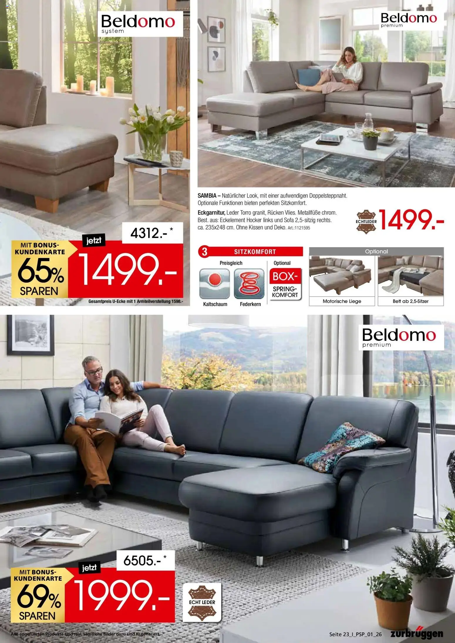 Zurbrüggen - Zurbrüggen: Polstermöbel Spezial (ab 26.10.2026) zum Blättern | Seite: 23 | Produkte: Hocker, Kissen, Sofa, Liege