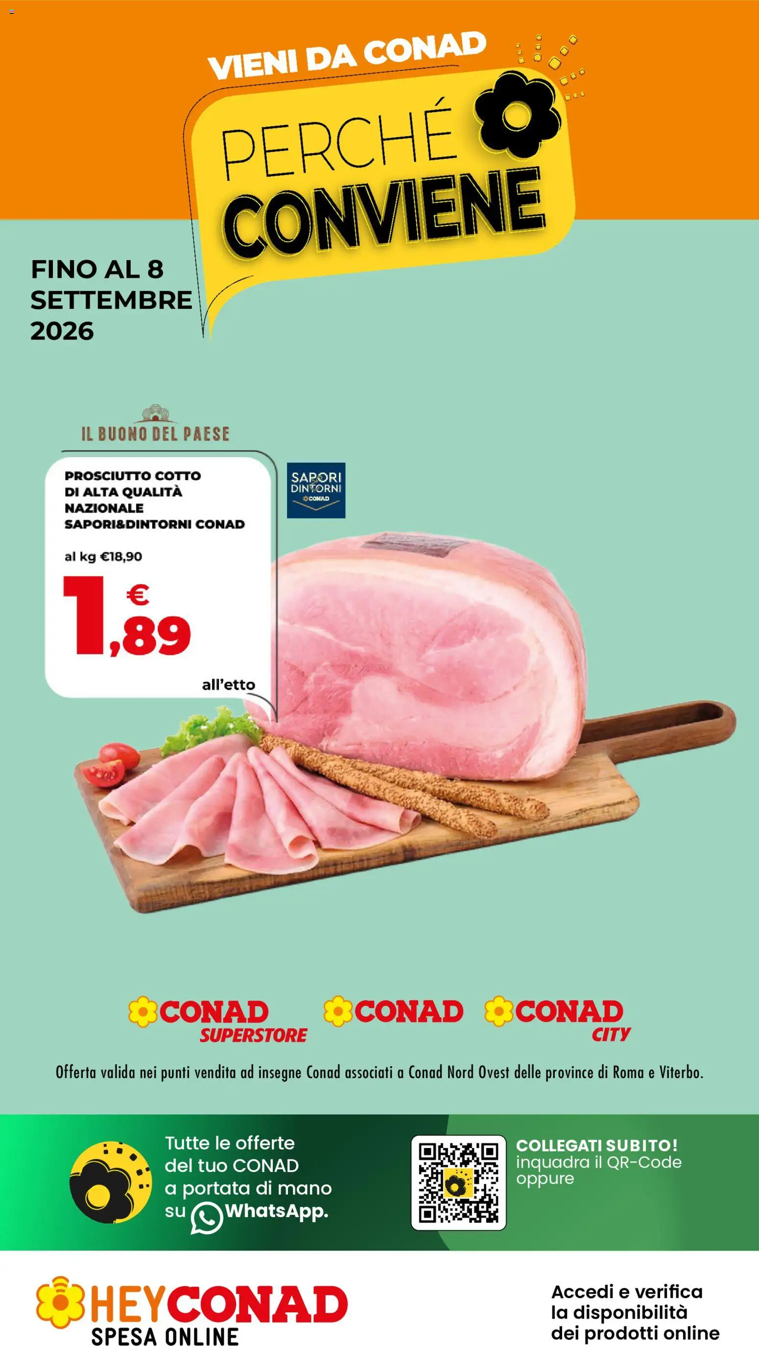Volantino Conad del 26/08/2026 | Pagina: 1 | Prodotti: Prosciutto Cotto, Prosciutto