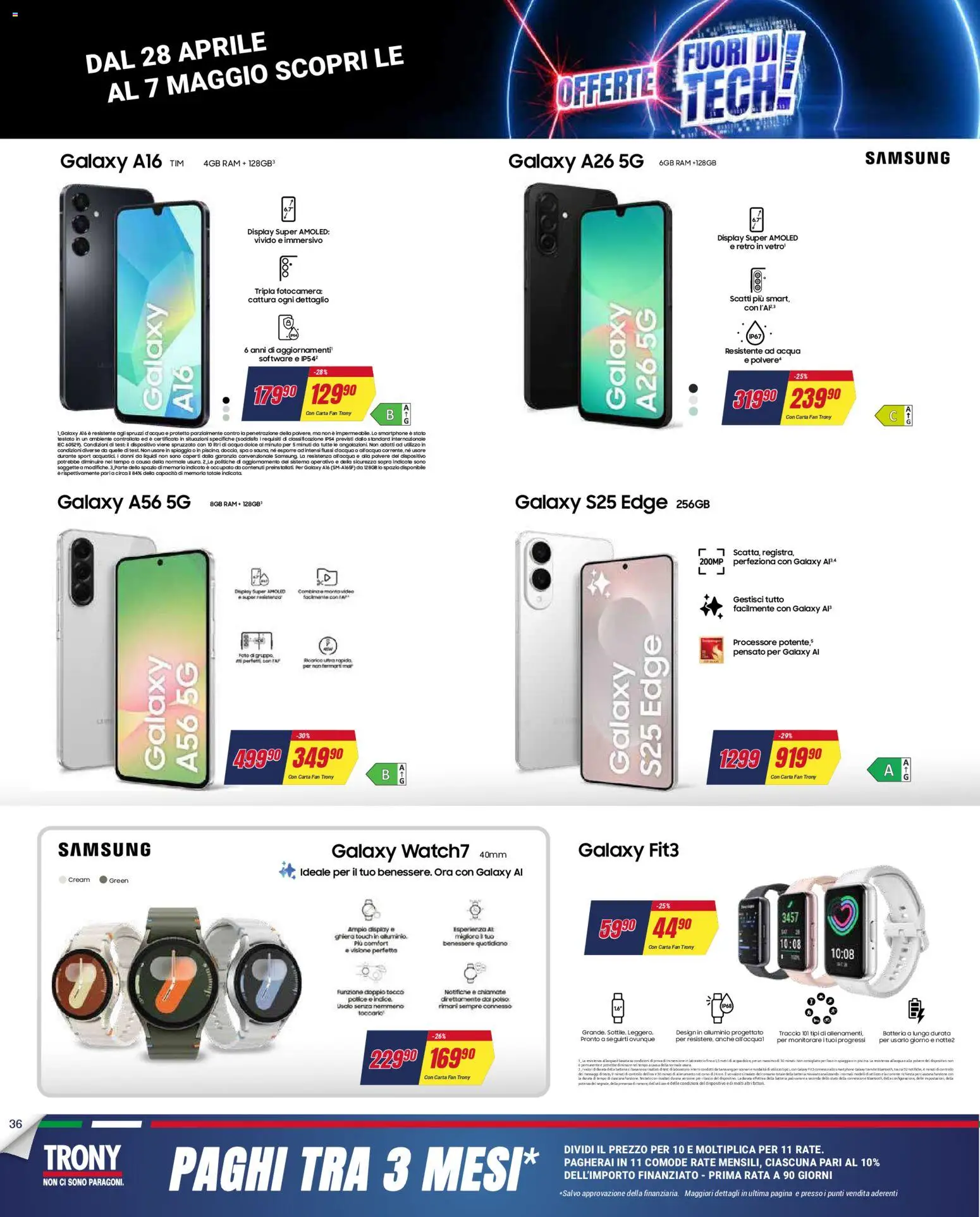 Volantino Trony del 28.04.2026 | Pagina: 36 | Prodotti: Smartphone, Monitorare, Fotocamera, Fan