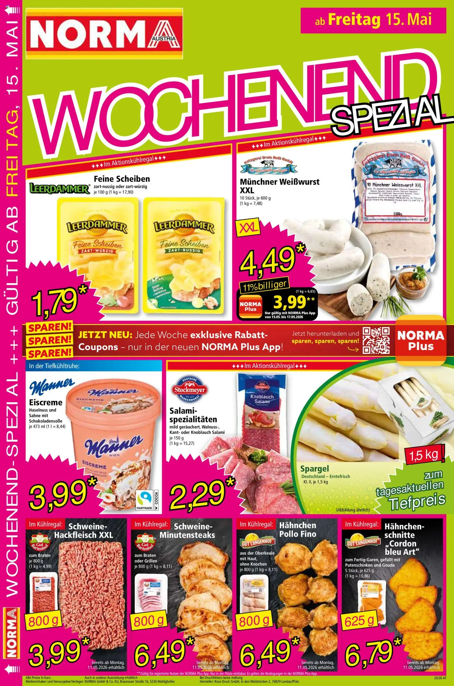 Norma Flugblatt gültig ab 11.05.2026 | Seite: 16 | Produkte: Sahne, Knoblauch, Salami