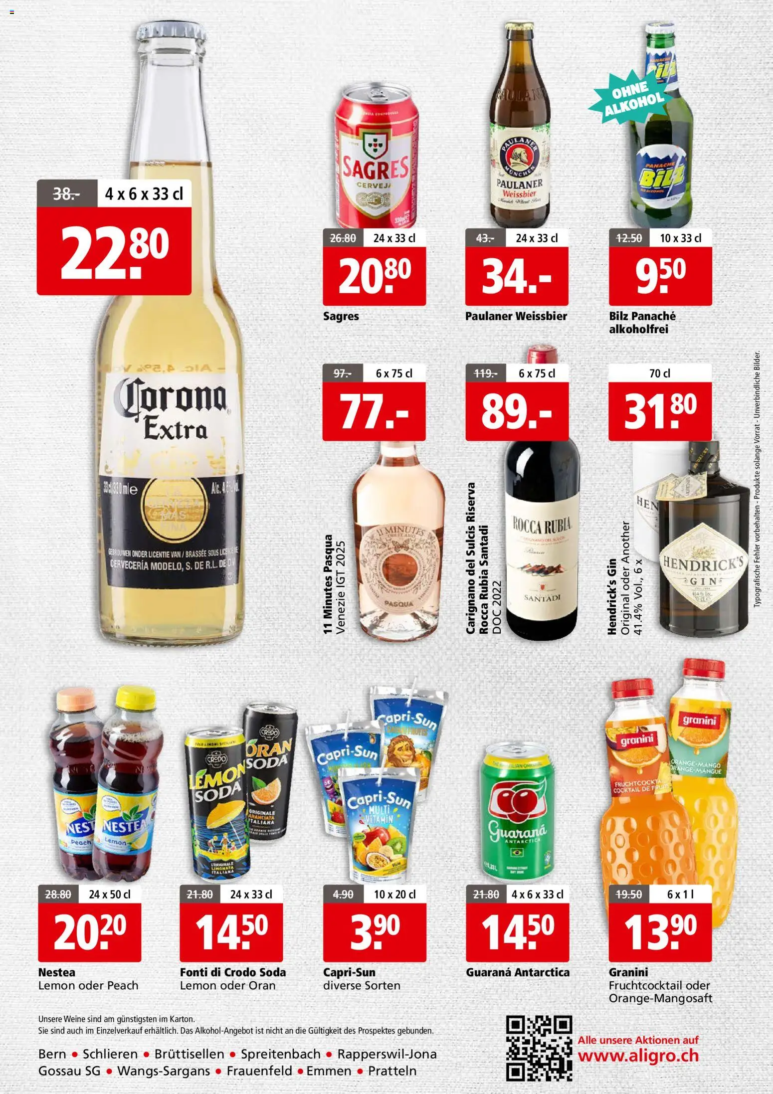 Aligro aktionen Business Schlieren, Gossau SG, Frauenfeld, Rapperswil-Jona, Sargans, Bern – gültig ab 10.08.2026 | Seite: 4 | Produkte: Weißbier, Gin, Mango