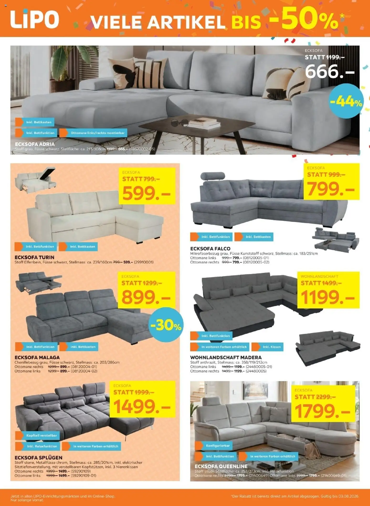 Lipo aktionen – gültig ab 21.07.2026 | Seite: 2 | Produkte: Kissen, Ecksofa, Wohnlandschaft