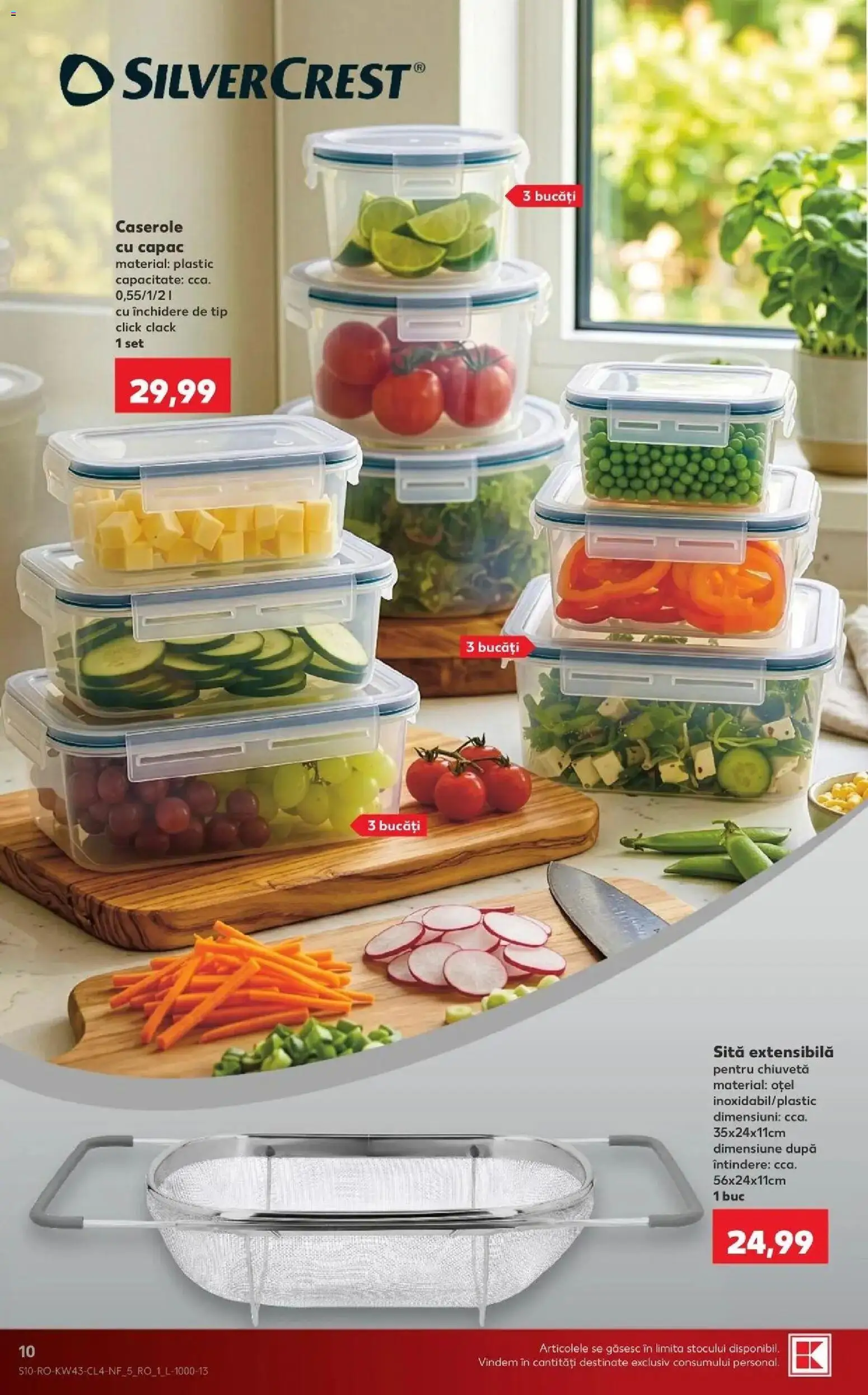 Noul catalog Kaufland – valabil de la 21.10.2026 | Pagină: 10 | Produse: Caserole, Sită, Chiuvetă, Tip