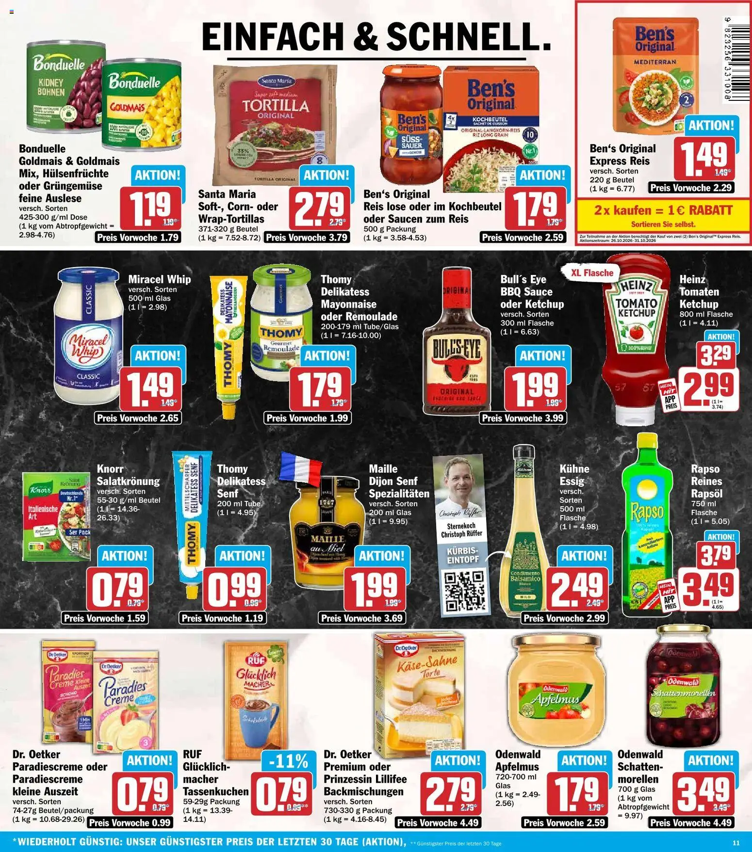 HIT Prospekt – gültig ab 26.10.2026 | Seite: 11 | Produkte: Knorr, Miracel whip, Creme, Apfelmus