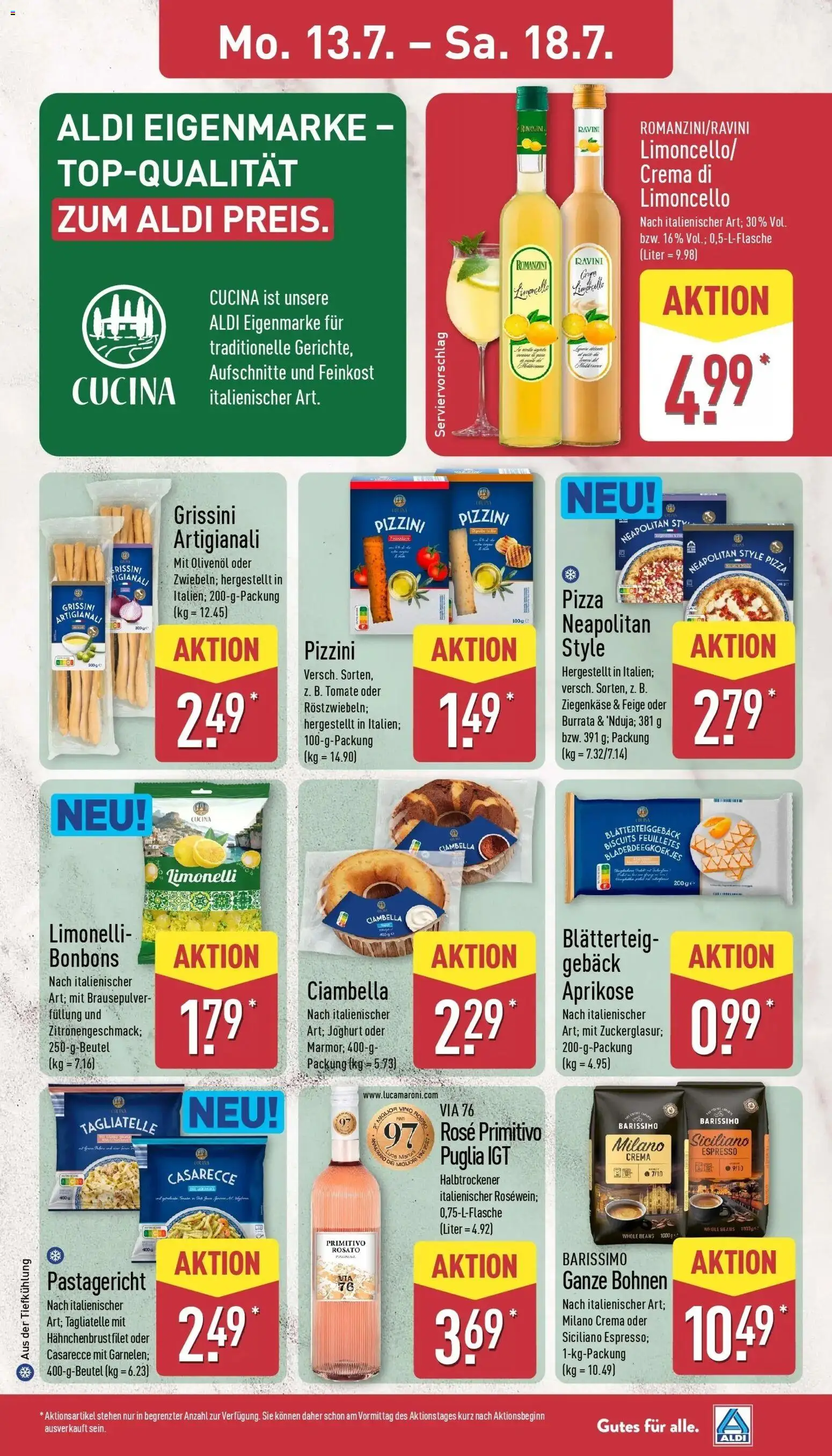 Aldi - ALDI Nord: Wochenangebote – gültig ab 12.07.2026 | Seite: 13 | Produkte: Burrata, Limoncello, Pasta, Pizza