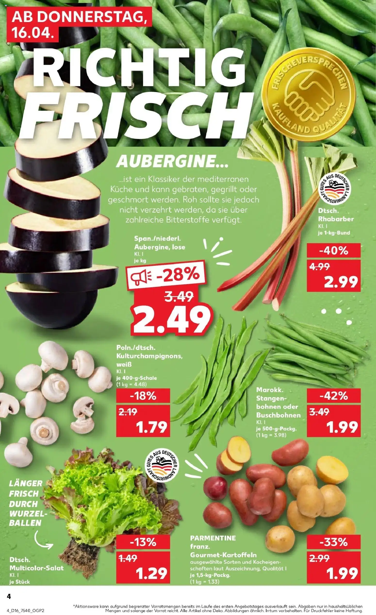 Kaufland Prospekt Gera	 – gültig ab 16.04.2026 | Seite: 4 | Produkte: Küche, Aubergine, Rhabarber