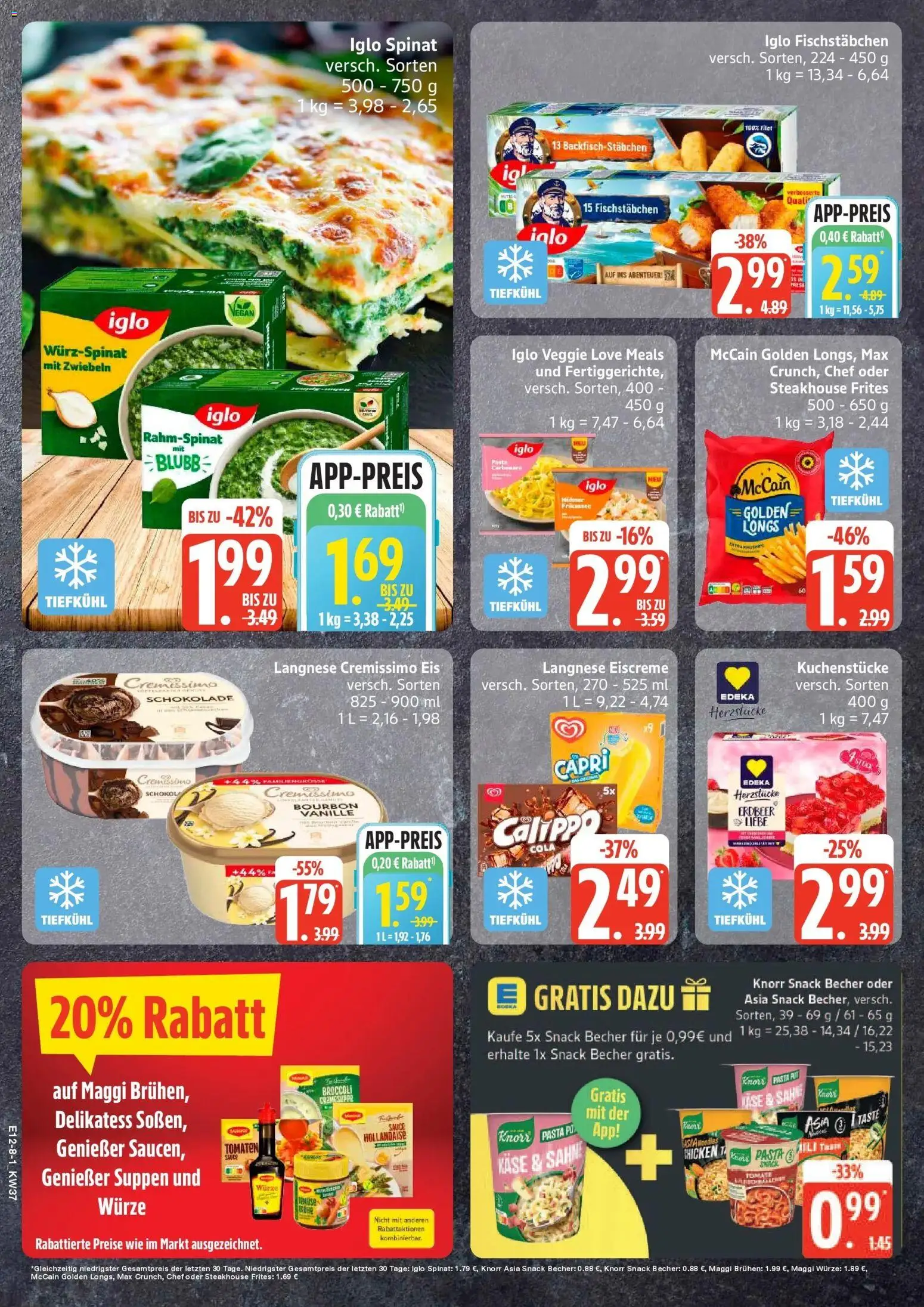 Edeka Prospekt Norderstedt (ab 07.09.2026) » Angebote Online | Seite: 8 | Produkte: Langnese, Langnese cremissimo, Schokolade, Iglo