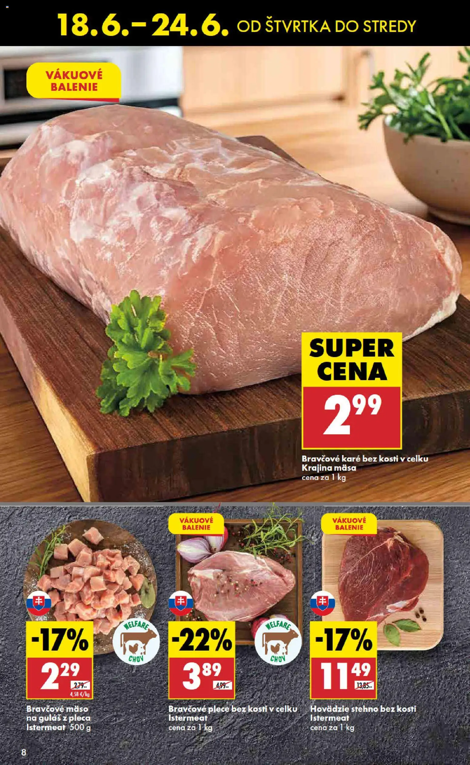 Nové Biedronka akcie – leták je platný od 18.06.2026 | Strana: 8 | Produkty: Bravčové plece, Bravčové mäso, Bravčové karé