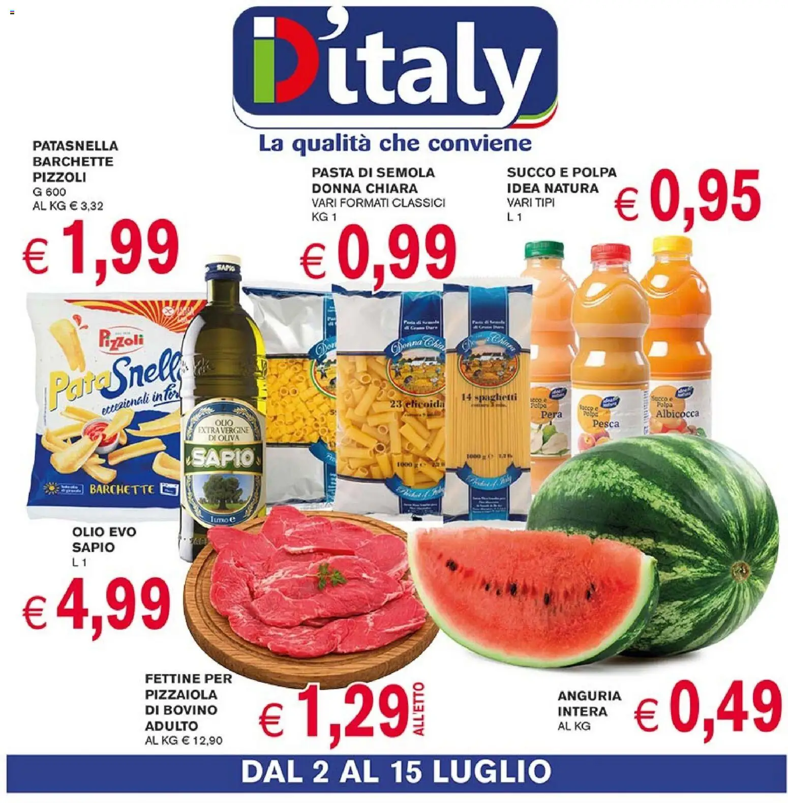 Volantino Coal del 02/07/2026 | Pagina: 1 | Prodotti: Bovino, Succo, Olio, Pera