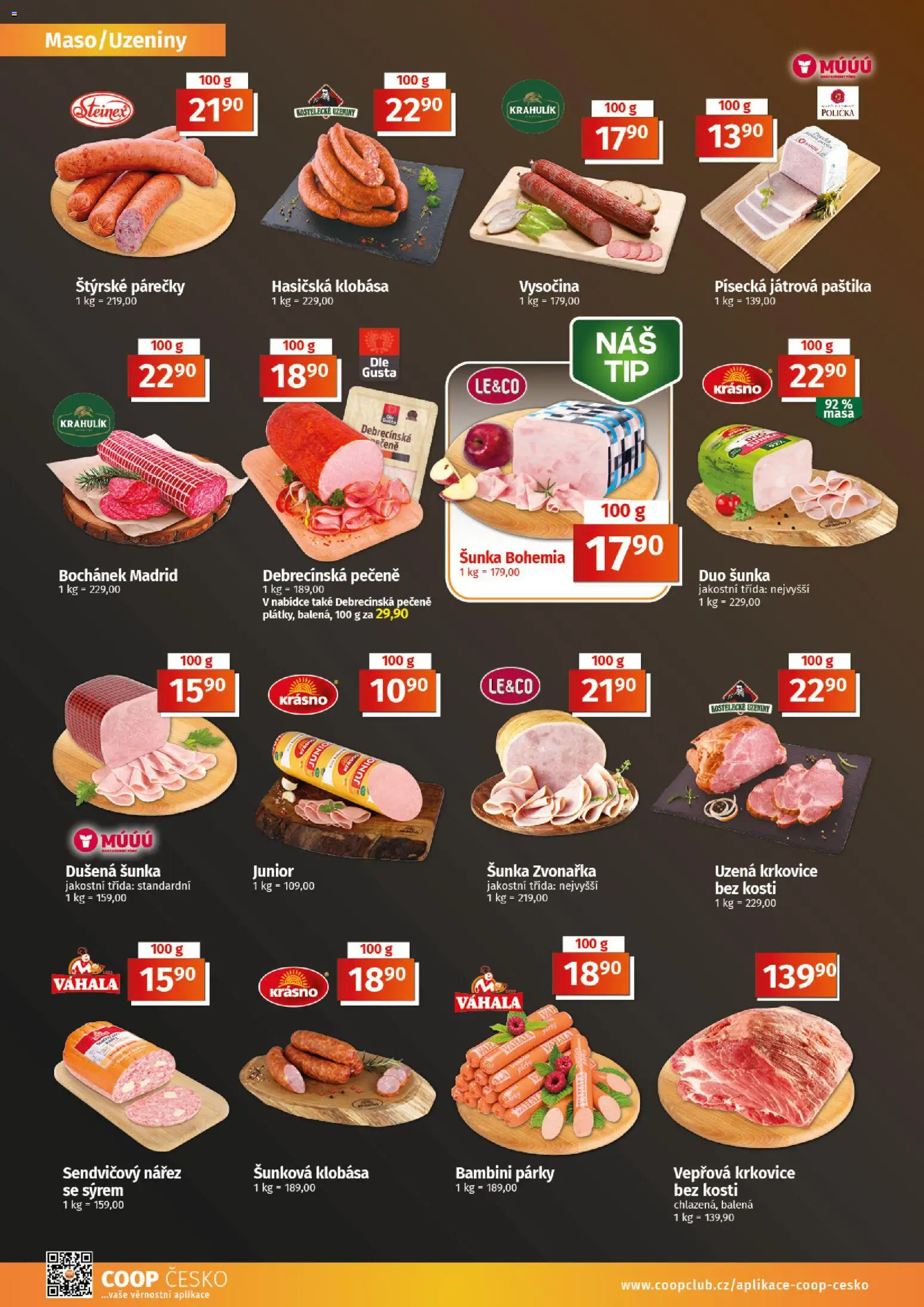 Coop leták - Tuty od 15.07.2026 | Strana: 2 | Produkty: Uzeniny, Krkovice, Vepřová krkovice, Uzená krkovice