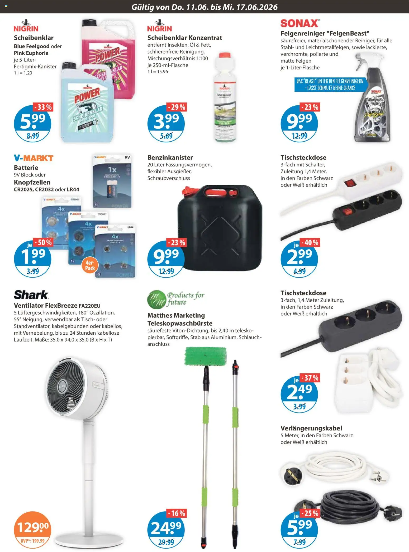 V-Markt München – gültig ab 11.06.2026 | Seite: 15 | Produkte: Ventilator, Öl, Tisch, Batterie