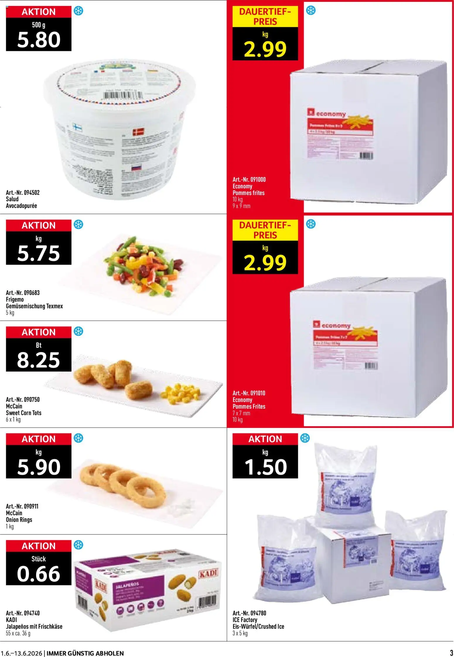 Prodega aktionen WM 2026 – gültig ab 01.06.2026 | Seite: 3 | Produkte: Pommes Frites, Demlik