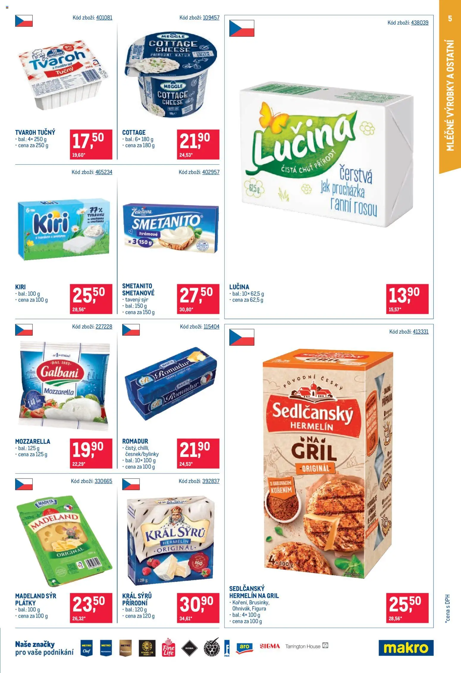 Makro leták - Maloobchod od 17.06.2026 | Strana: 5 | Produkty: Sýr, Lučina, Mozzarella, Cottage