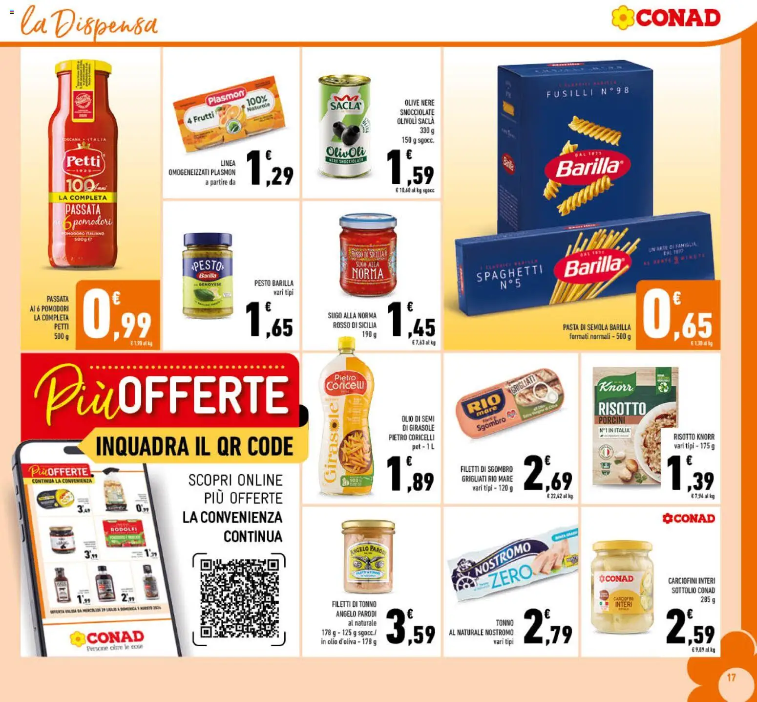 Volantino Conad del 29/07/2026 | Pagina: 17 | Prodotti: Olio, Tonno, Fusilli, Sugo