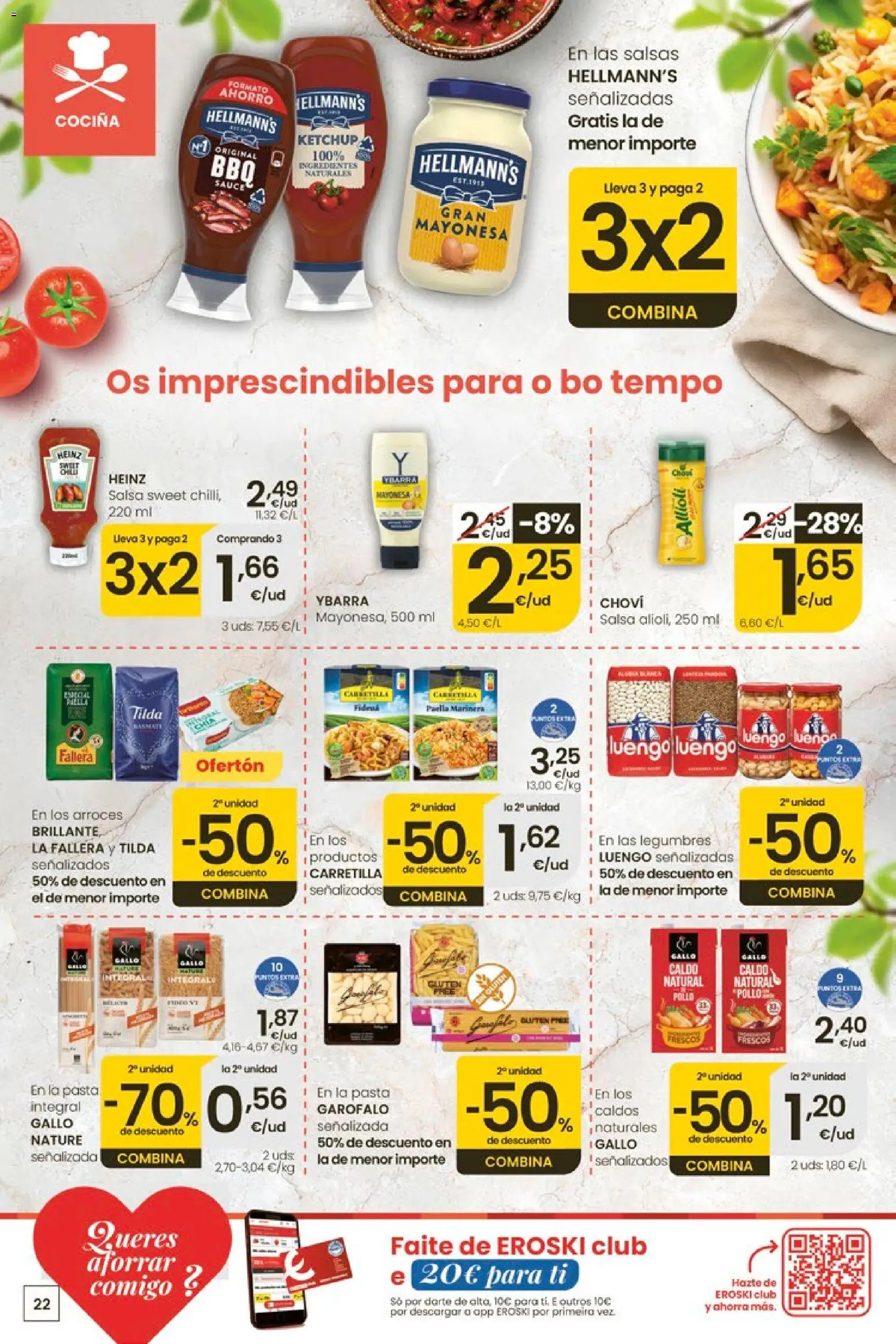 Eroski Ofertóns de verán │ válido desde el 11.06.2026 | Página: 22 | Productos: Κρεμάστρα, Pasta, Οθόνη προβολής, Cocina