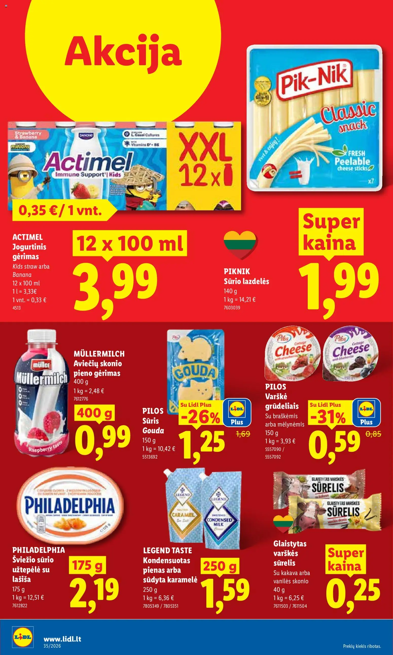 LIDL akcijos nuo 2026.08.24 | Puslapis: 10 | Prekių: Sūrelis, Pienas, Sūris, Varškė