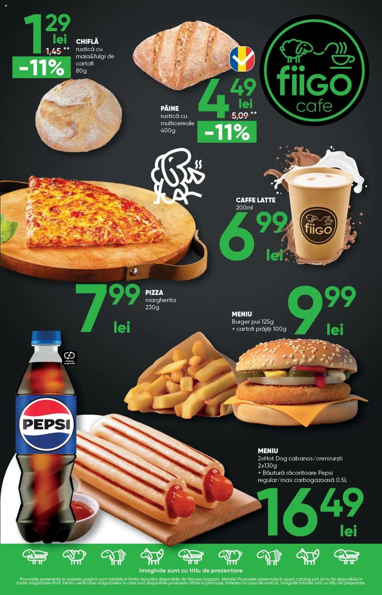 Noul catalog Profi – valabil de la 08.07.2026 | Pagină: 7 | Produse: Pâine, Pizza, Burger, Cartofi