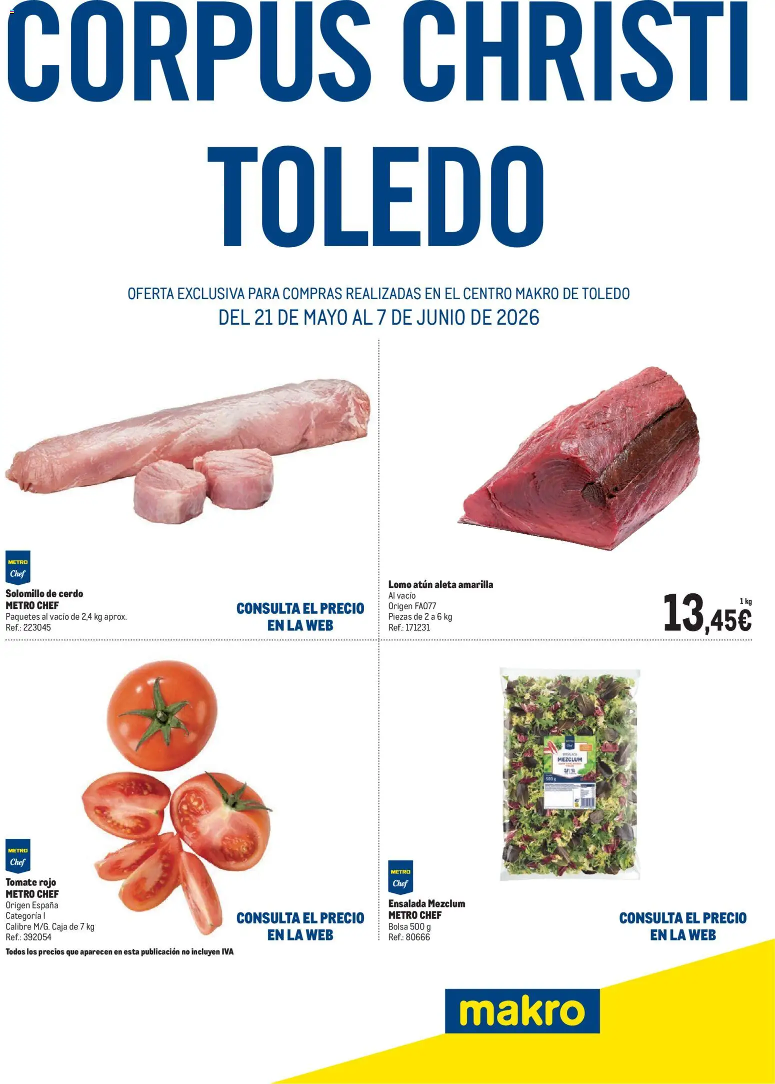 Makro Corpus Christi Toledo II │ válido desde el 21.05.2026 | Página: 1 | Productos: Solomillo de cerdo, Cerdo, Ensalada, Caja
