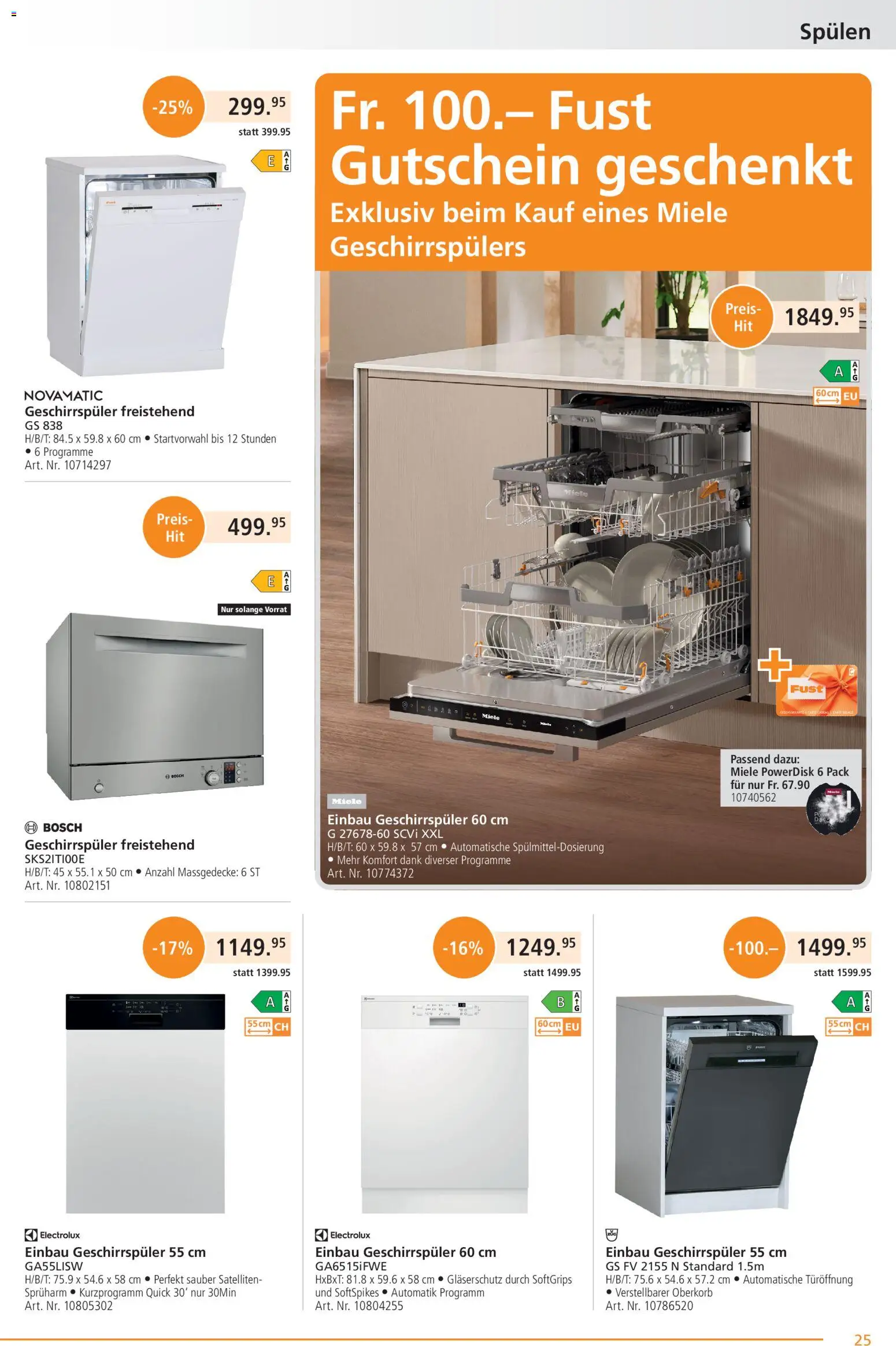 Fust aktionen – gültig ab 01.05.2026 | Seite: 25 | Produkte: Geschirrspüler, Miele, Bosch