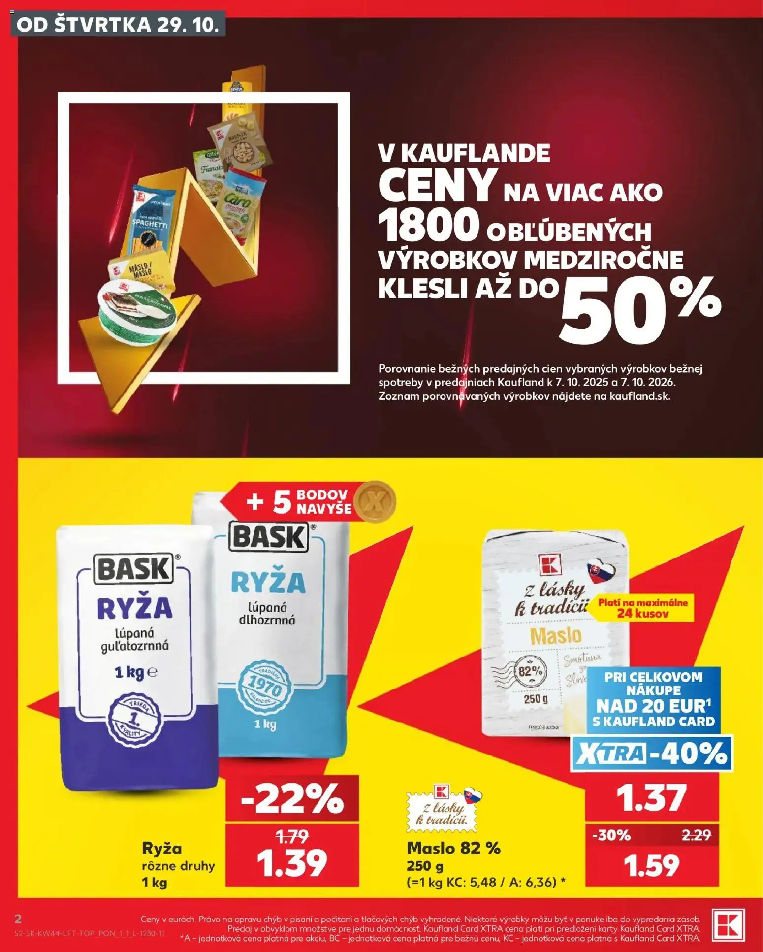 Nové Kaufland akcie – leták je platný od 29.10.2026 | Strana: 2 | Produkty: Maslo, Smotana, Caro, Mascarpone